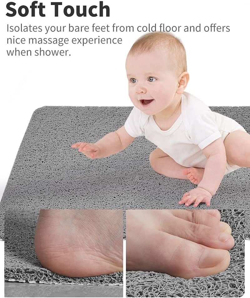 Grey Non-Slip Bathtub Mat - Shower and Bath Safety Mat