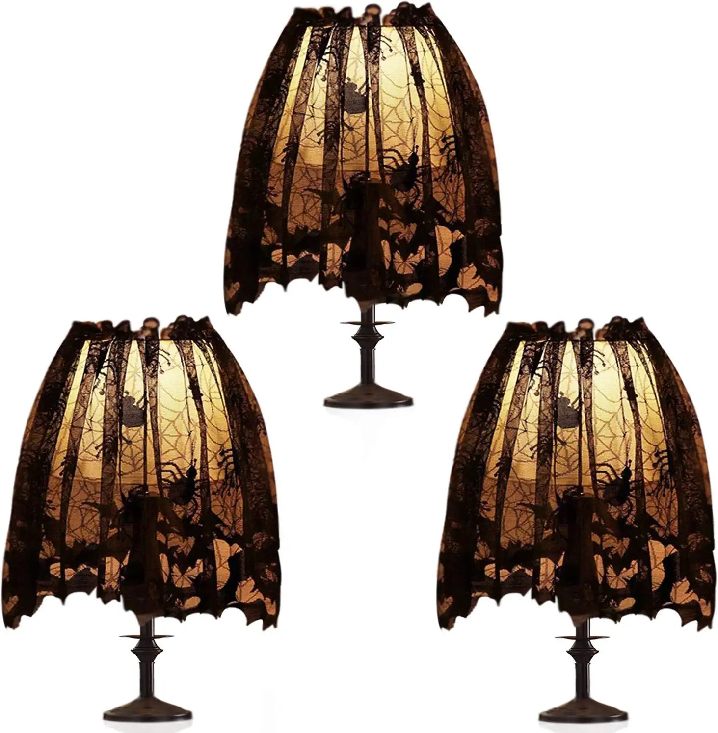 Black Lace Ribbon Spider Web Lampshades Cover 3 Pack