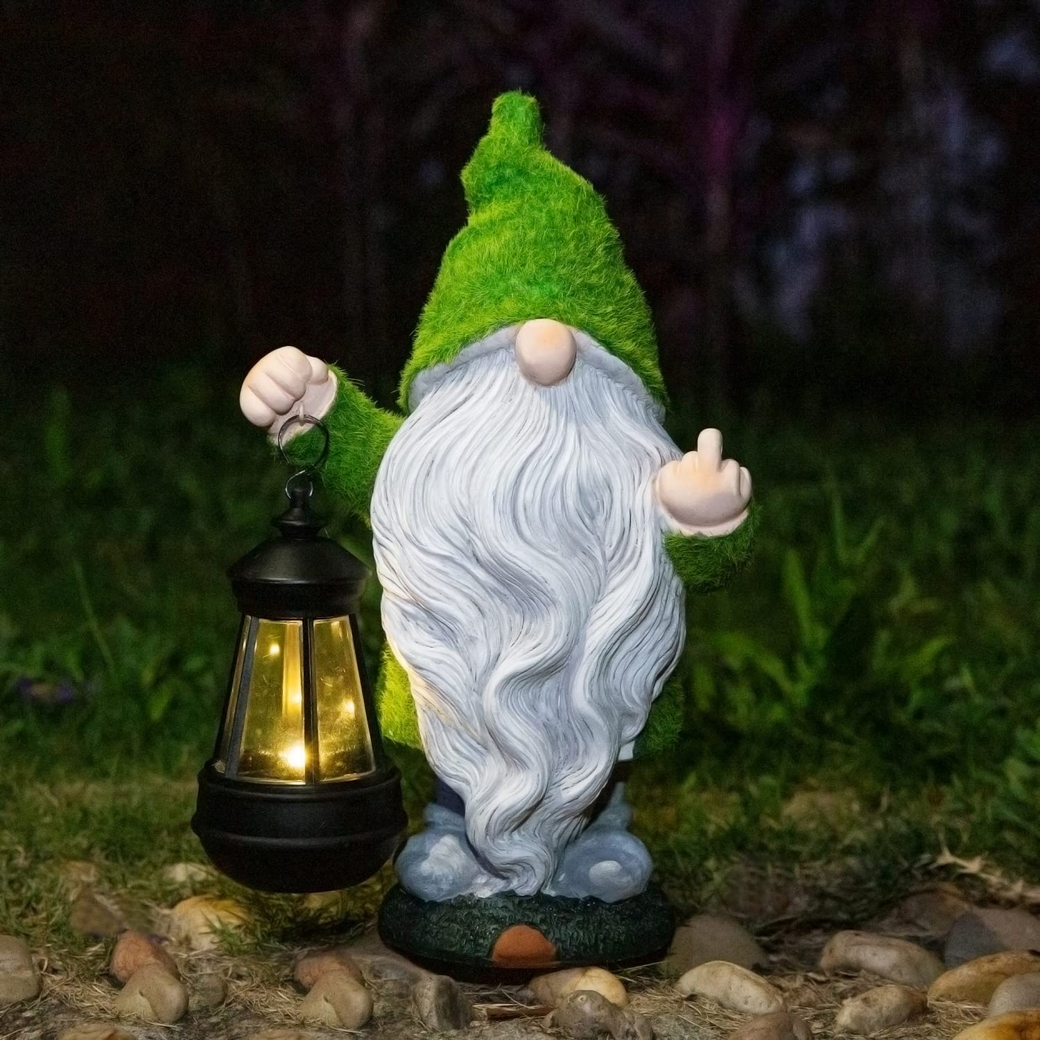 Funny Garden Gnome Decor Outdoor with Solar Lights