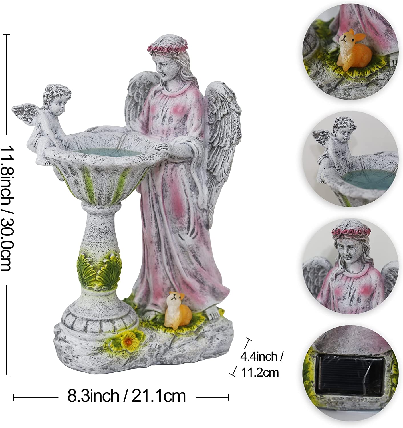 Garden Statue Angel Outdoor Decor Yard with Solar Color Changing Light