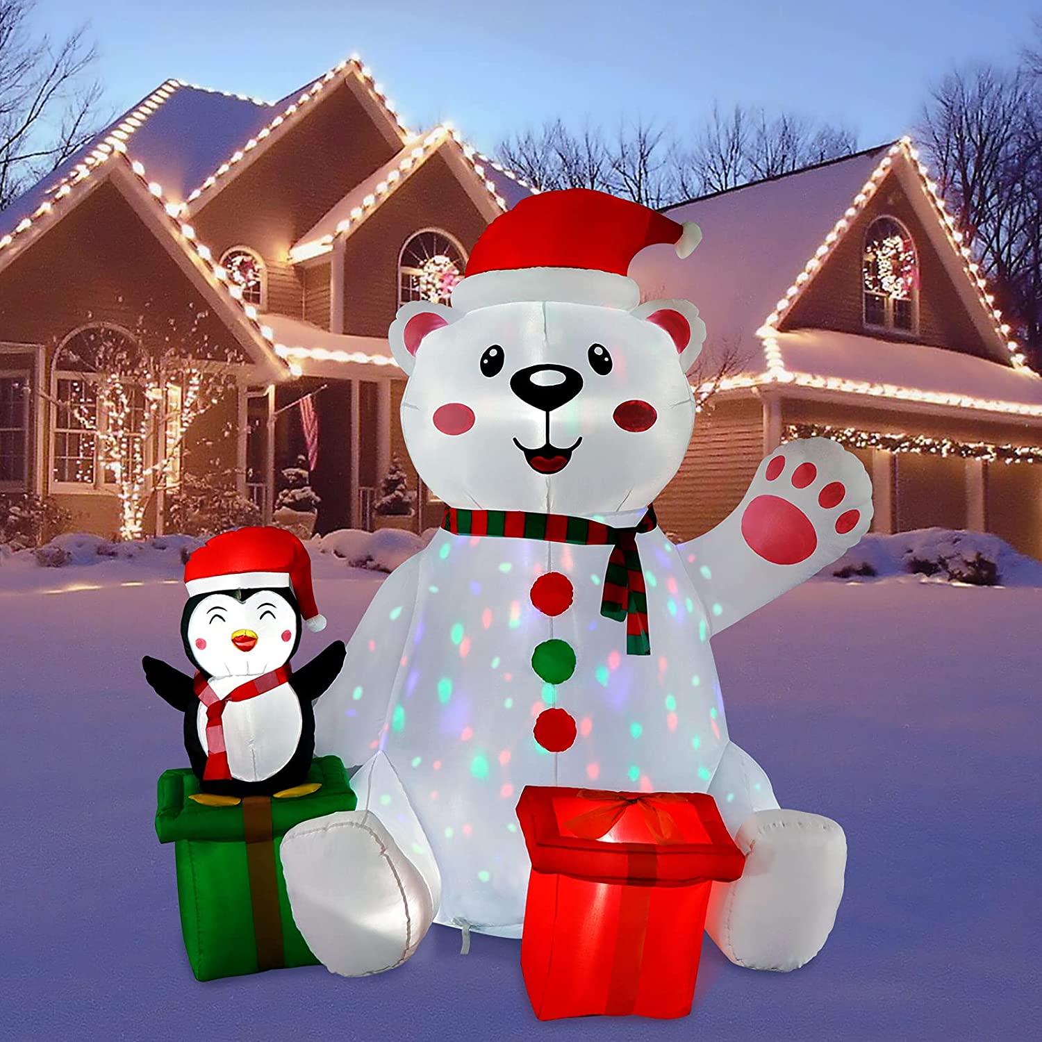 6 Ft LED Light Up Polar Bear Christmas Outdoor Decorations Inflatables