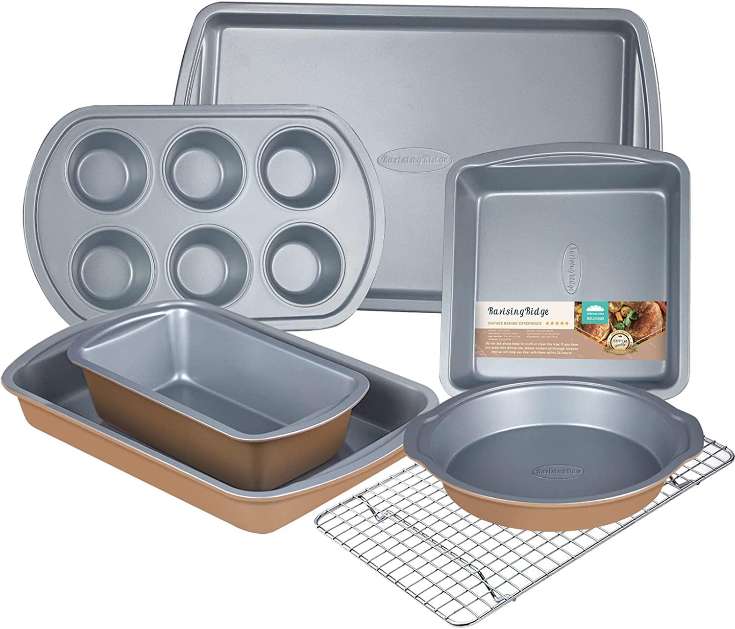 Baking Pan Cookie 7 Piece Set Non stick Baking Pans Bakeware