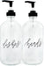 16 oz Soap Pump Glass Dispenser Bottle Set of 2 Clear Glass Pre-Labeled in Decorative Script with Hands and Dishes