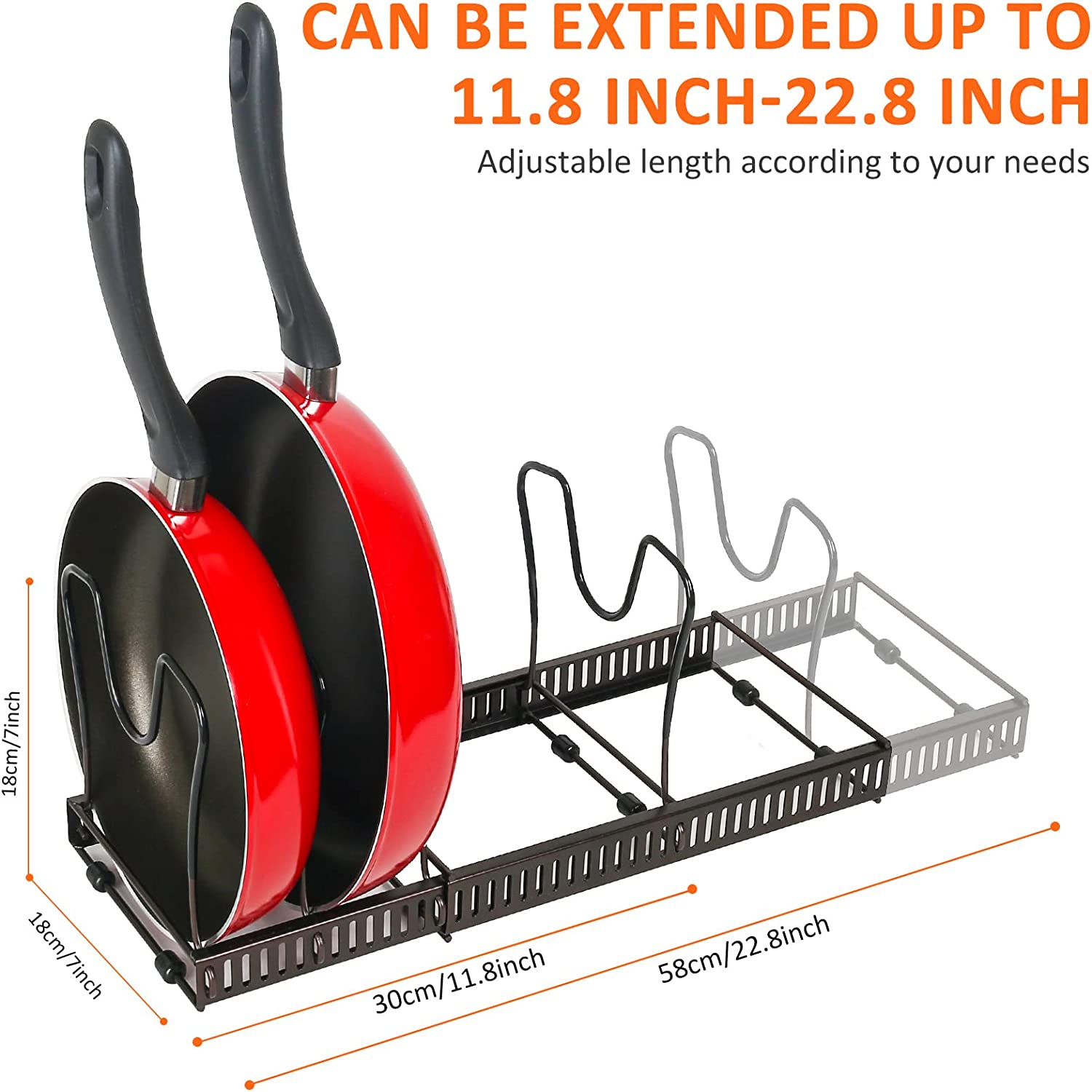 Expandable Pot Lid Organizer Holder for Cabinet, Kitchen, Cookware, with 10 Adjustable Compartment