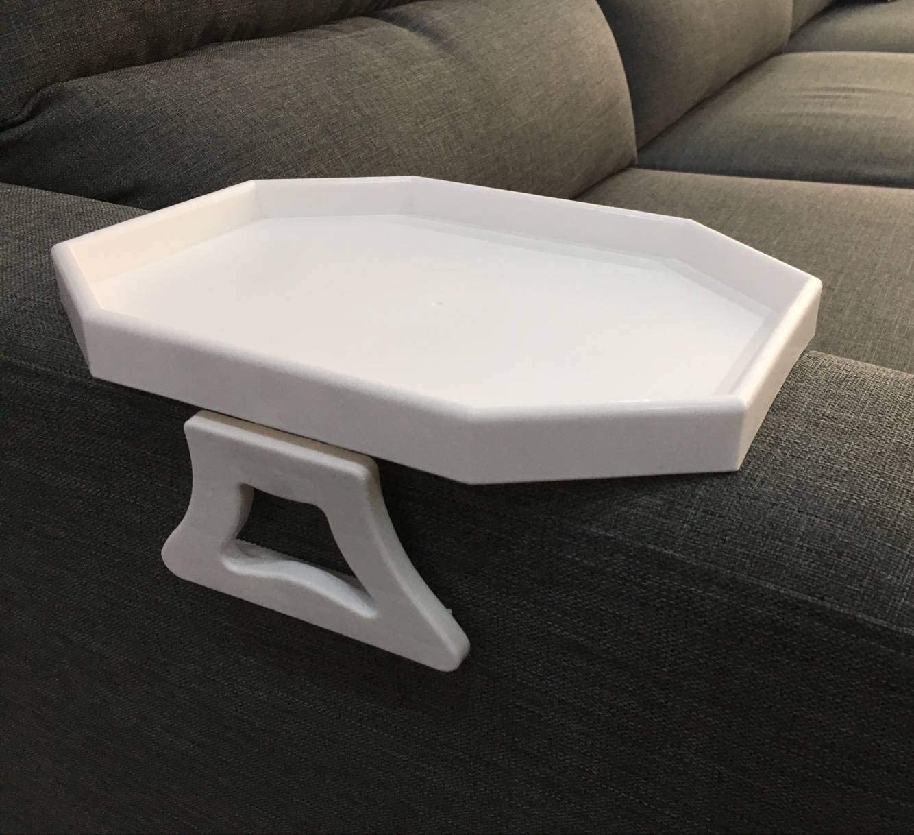 Sofa Tray Table Armrest Clip-On Arm Recliner Organizer Clip White
