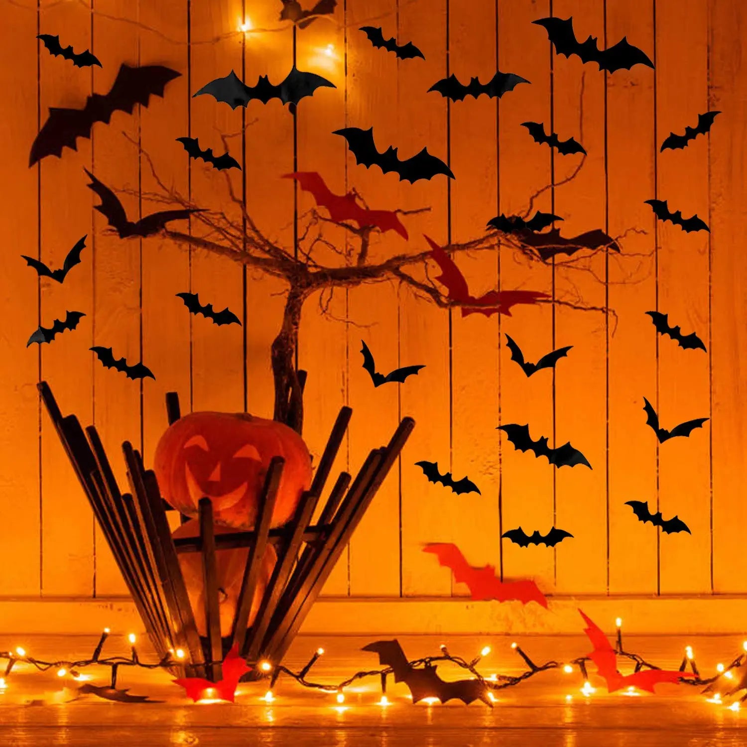 3D Bat Halloween Decoration Stickers 120 Pcs for Home Decor