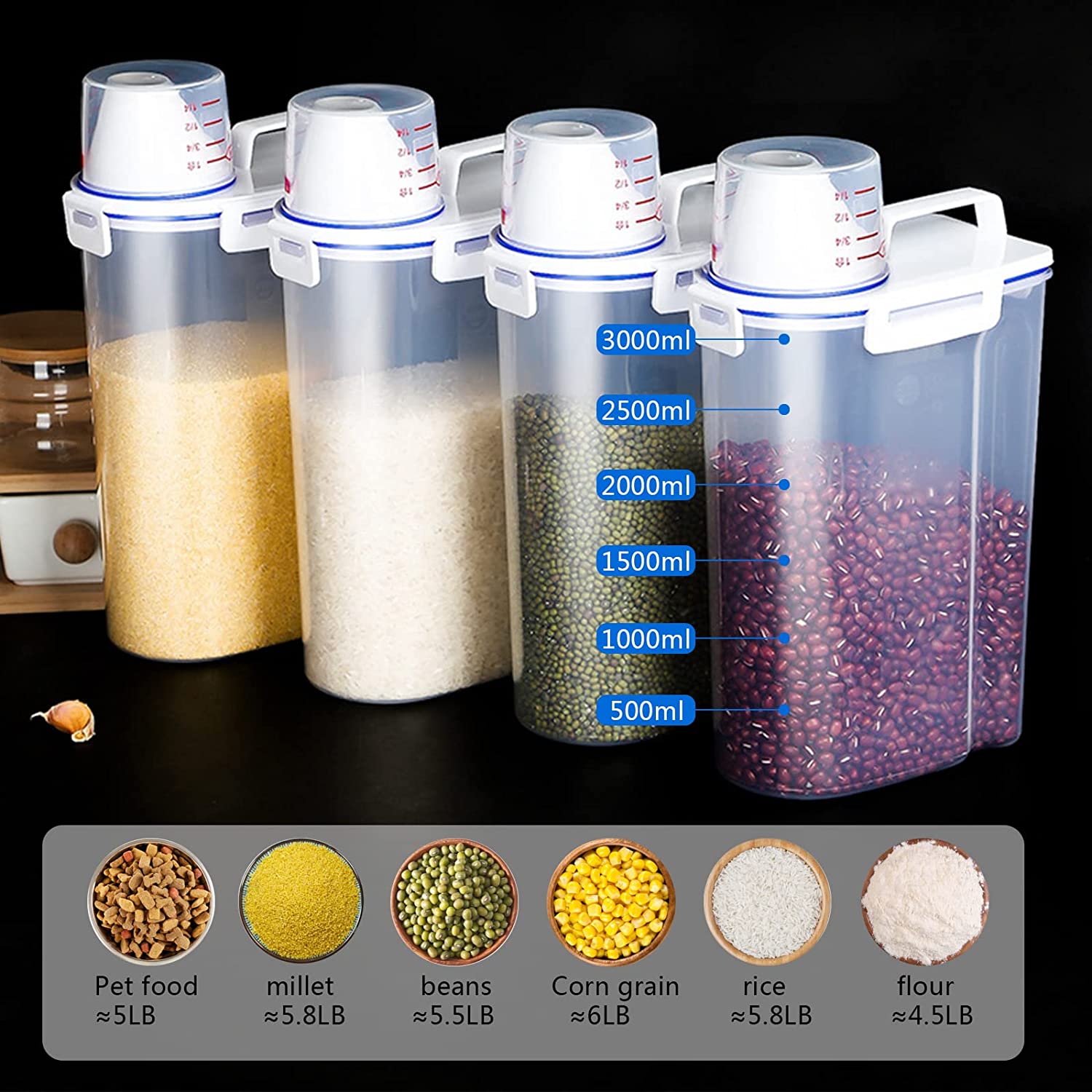 Storage Tank Plastic Transparent Food Container - 6 Packs