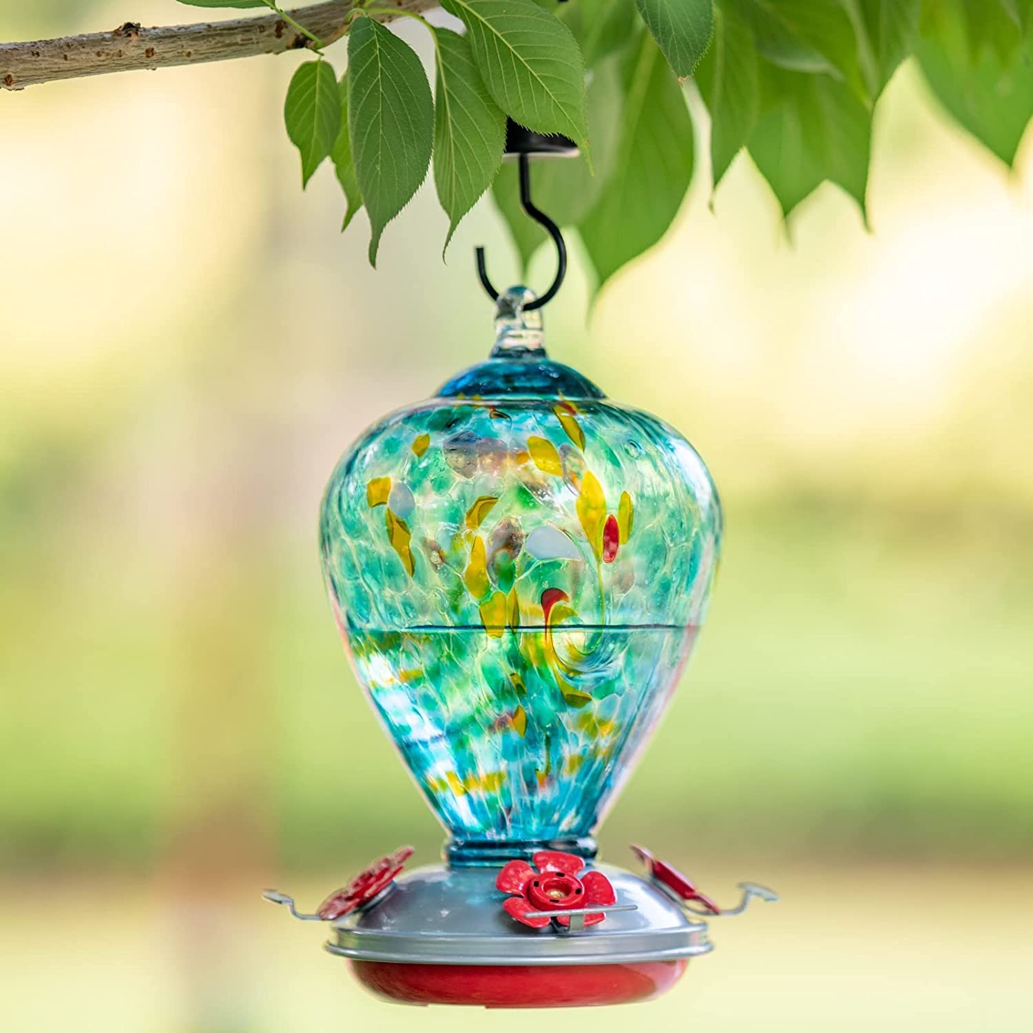 Garden Glass Bird Feeders for Outdoors 34 Ounces Containing Ant Moat