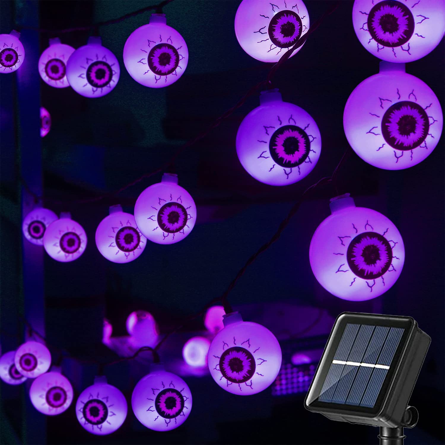 Halloween Eyeball Purple String Lights for Halloween Decor with 30 LED Realistic Eyeball