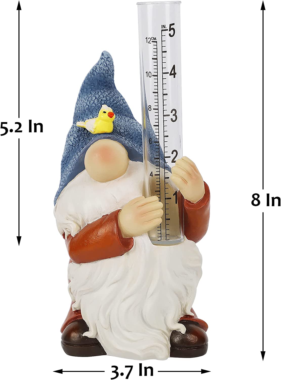 Garden Decor Resin Gnome Rain Gauges with a Plastic Rain Gauge