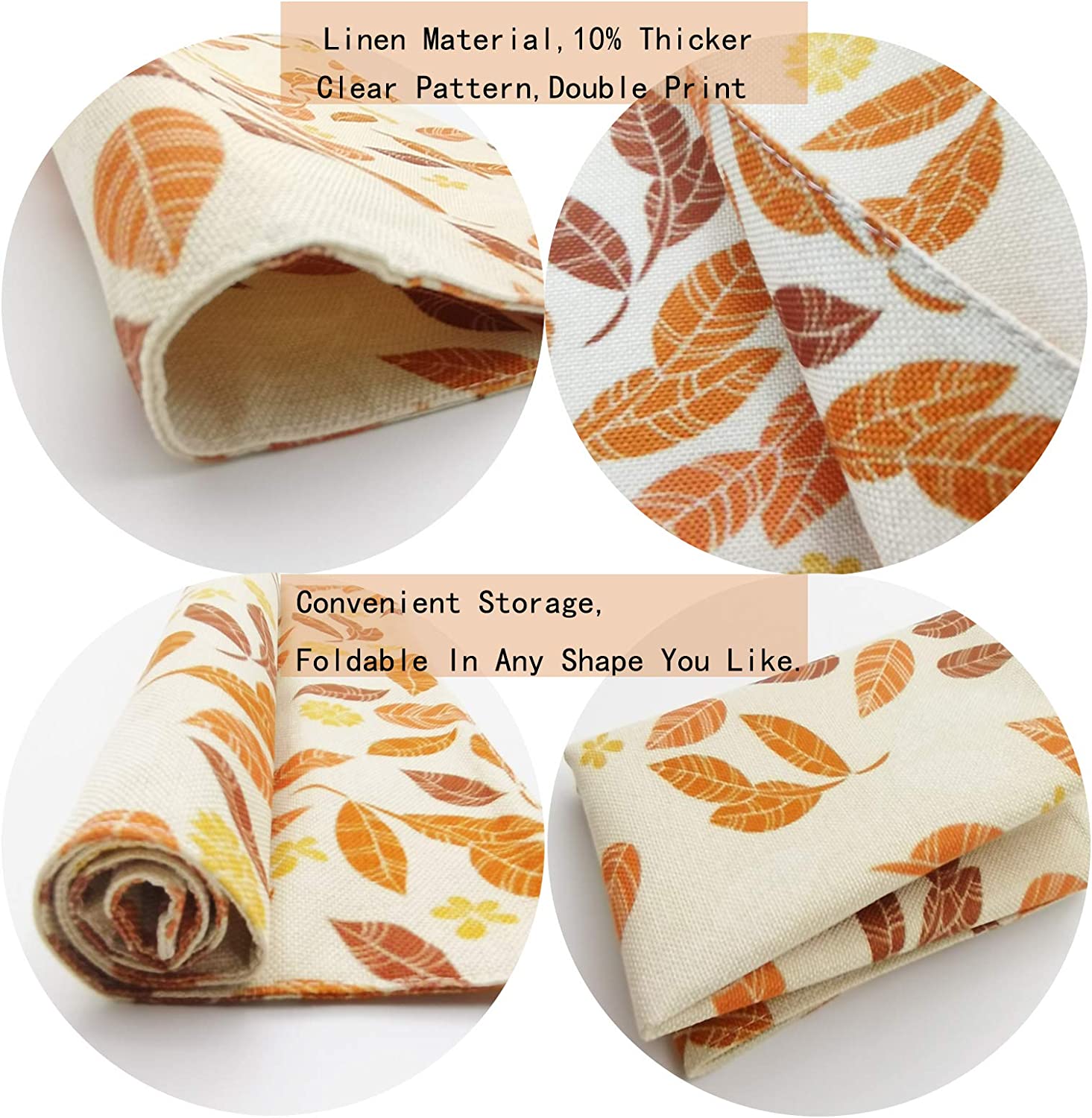 Set of 4 18" x 12" Rustic Placemats Orange Placemats Autumn Beautiful Leaves for Dining Kitchen