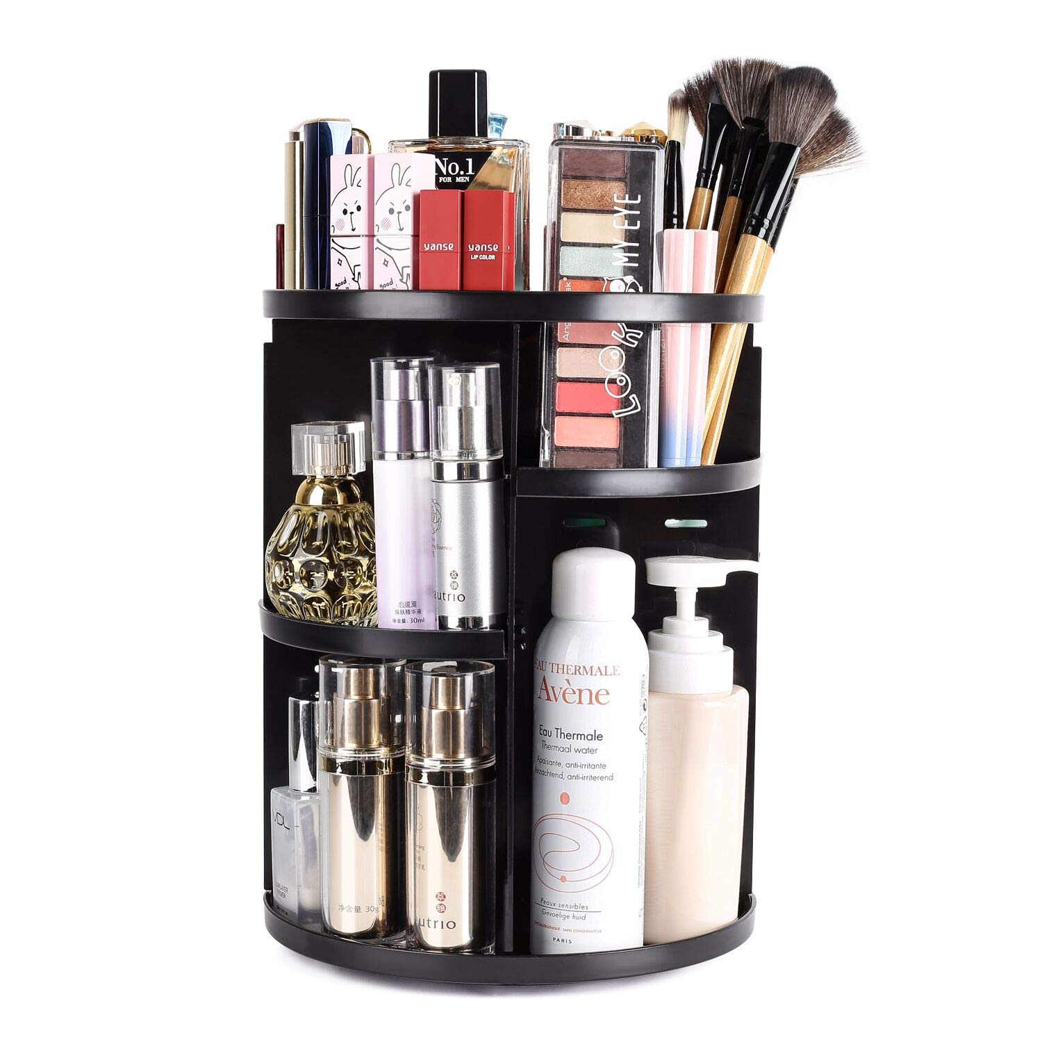 Cosmetic Rotating Makeup Organizer Spinning Holder Storage Rack (Black)