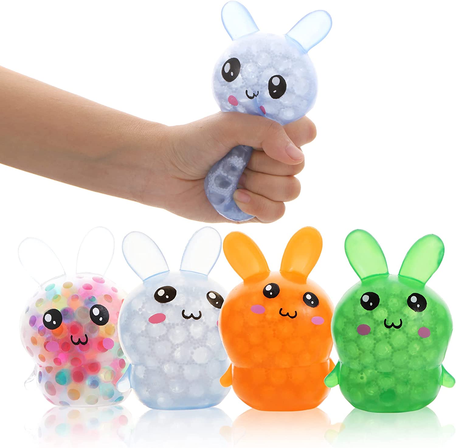Squishy 4 Pack Easter Bunny Balls Toy Fidget Balls Filled with Water Beads
