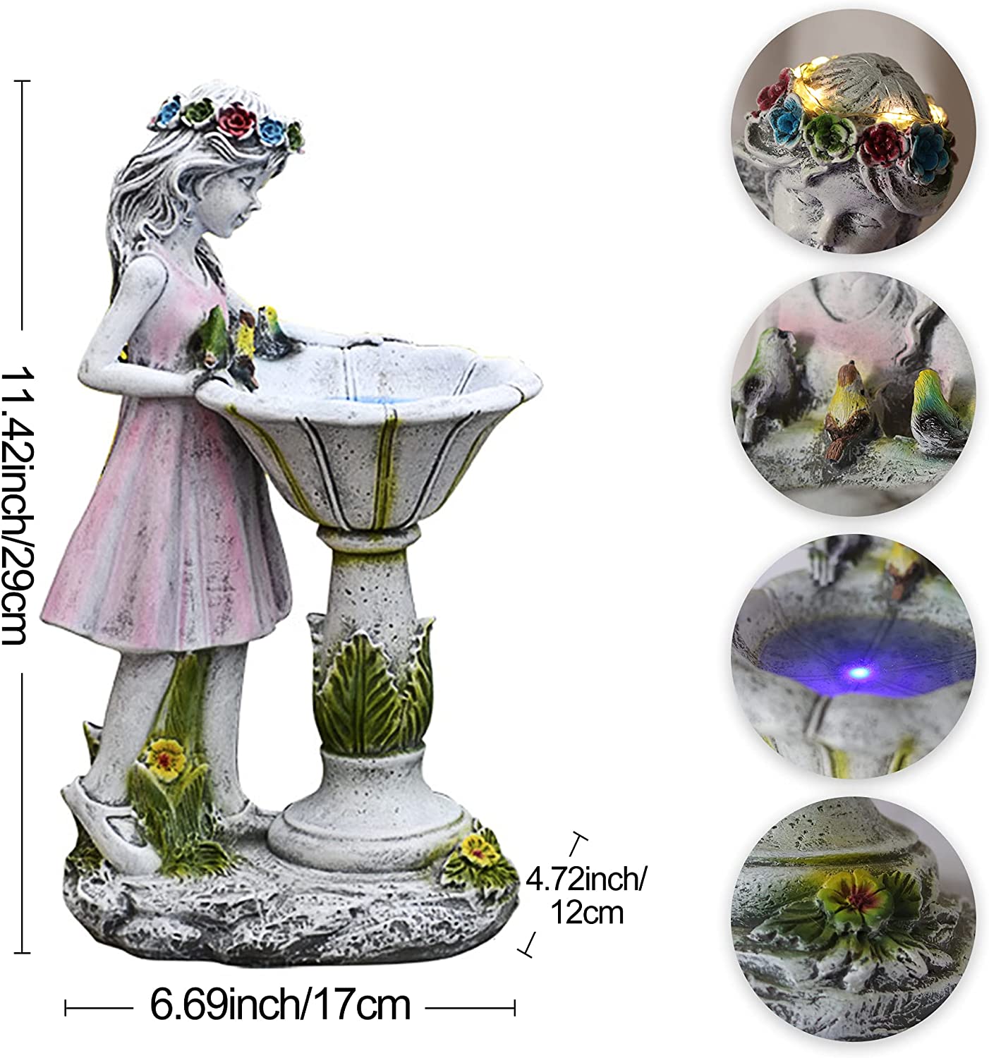 Garden Statue Fairy Resin Decor Sculpture Ornament Figurines with Solar Light