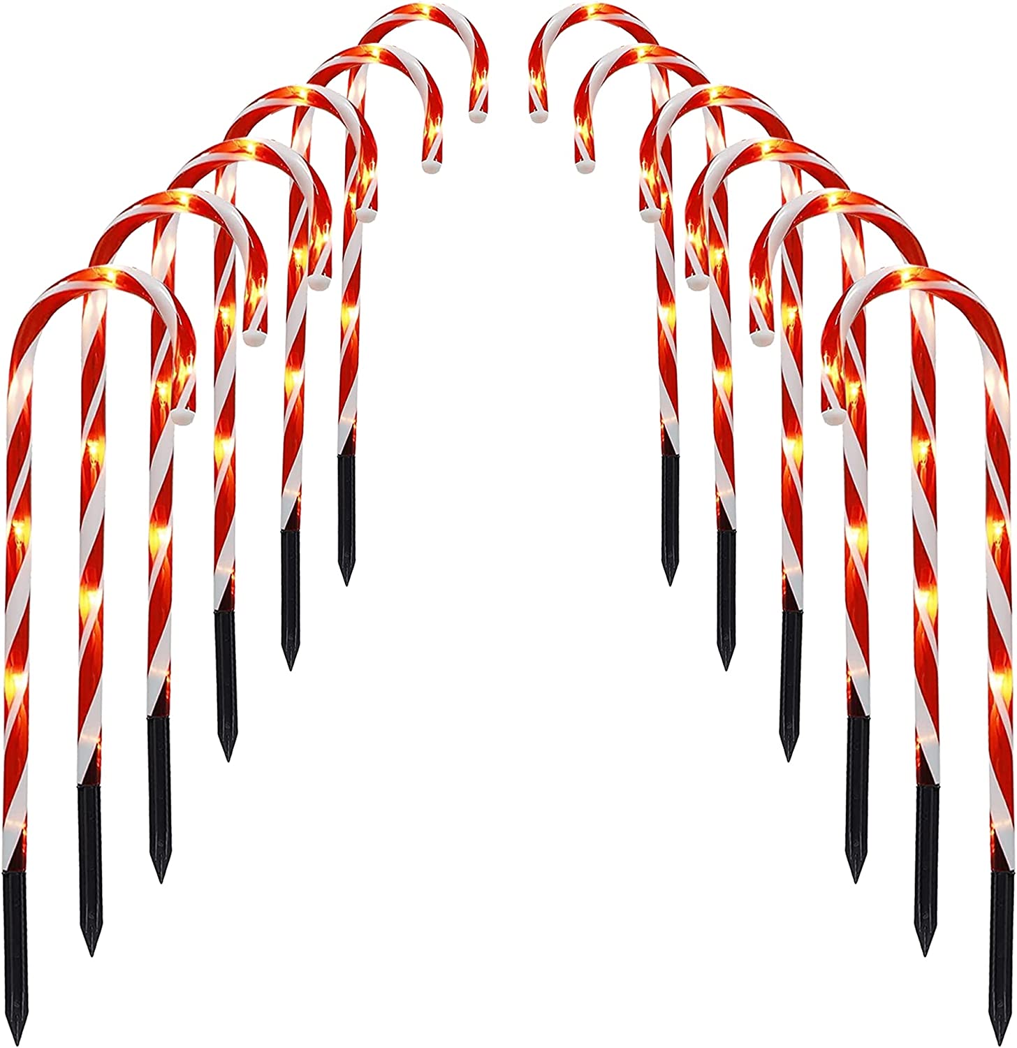 16" Christmas Candy Cane Decoration for Outdoor Liner with 72 Warm White Lights Holiday Decoration