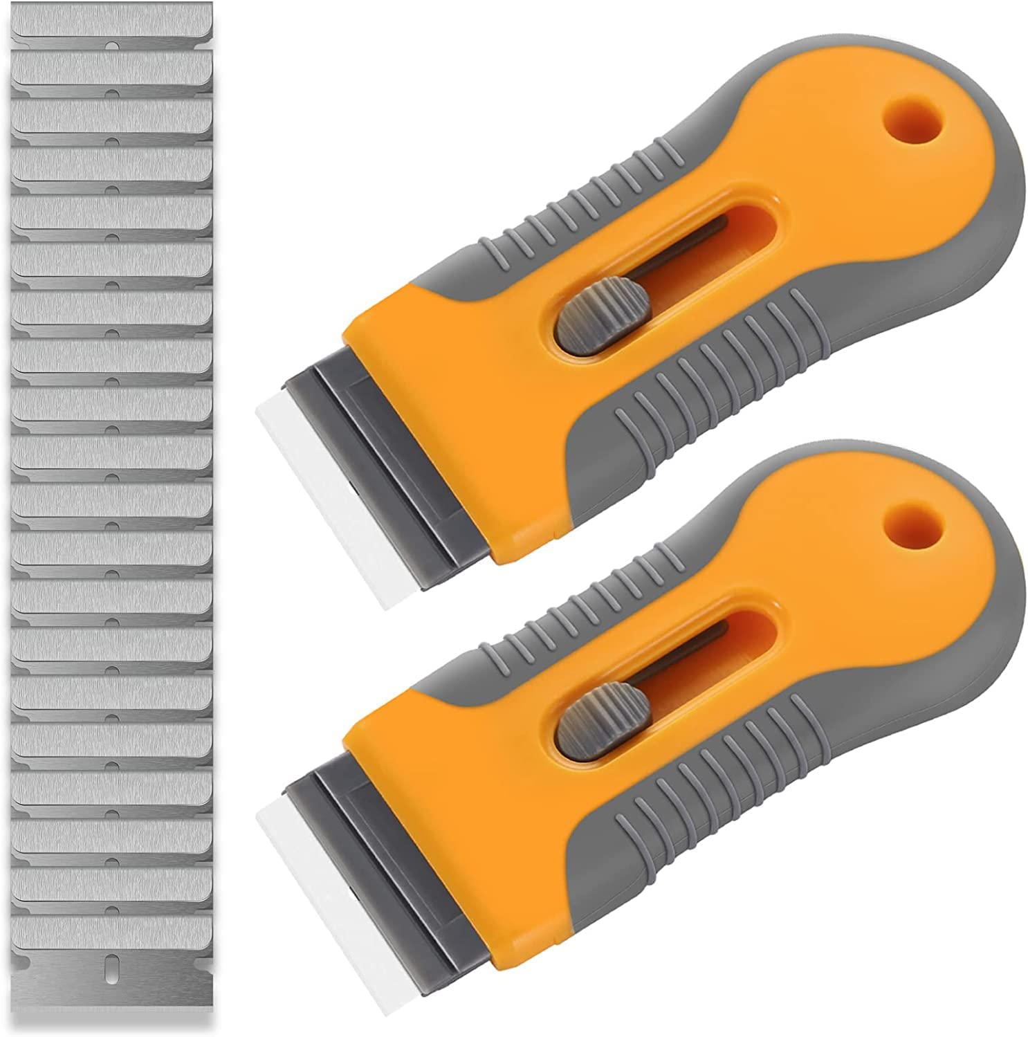 2 Pack Glass Scraper with with 40 Pcs Extra Razor Blades