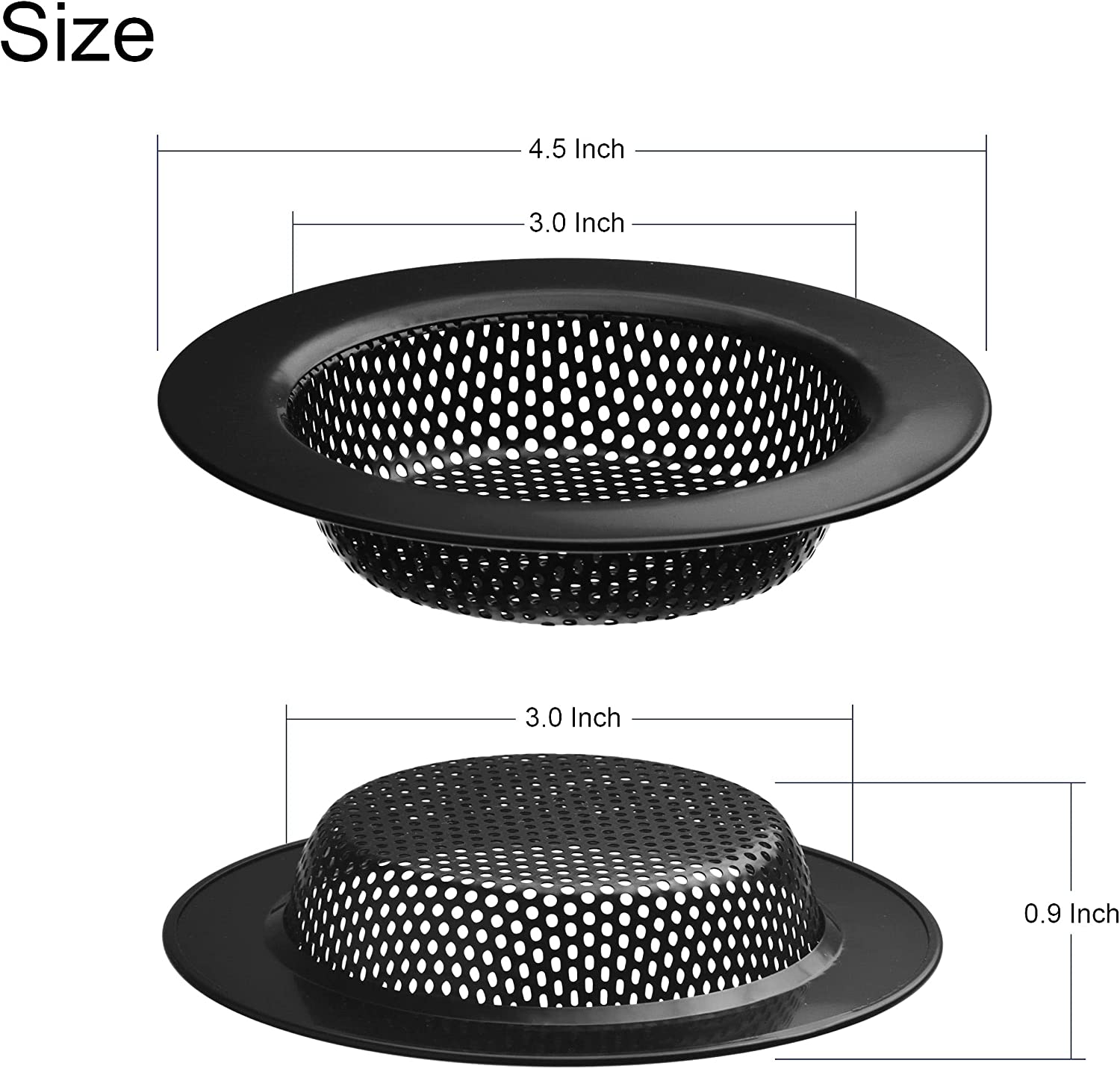 2 Pack Sink Strainer Drain Stainless Steel Large 4.5" Top / 3" Basket