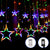 Christmas Party Star Lights String Curtain 138 LED 12 Star 8.2ft with Remote Plug In Curtain String Lights