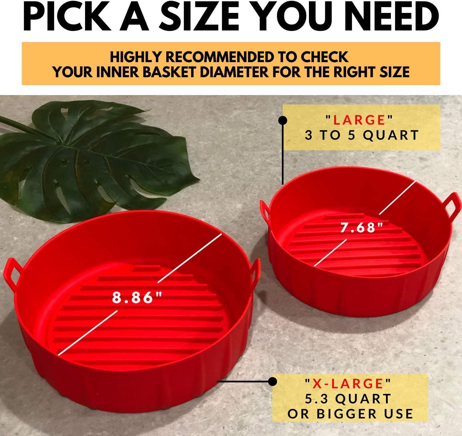 Air Fryer Silicone Pot Baking Basket Tray (For 3 to 5 QT)