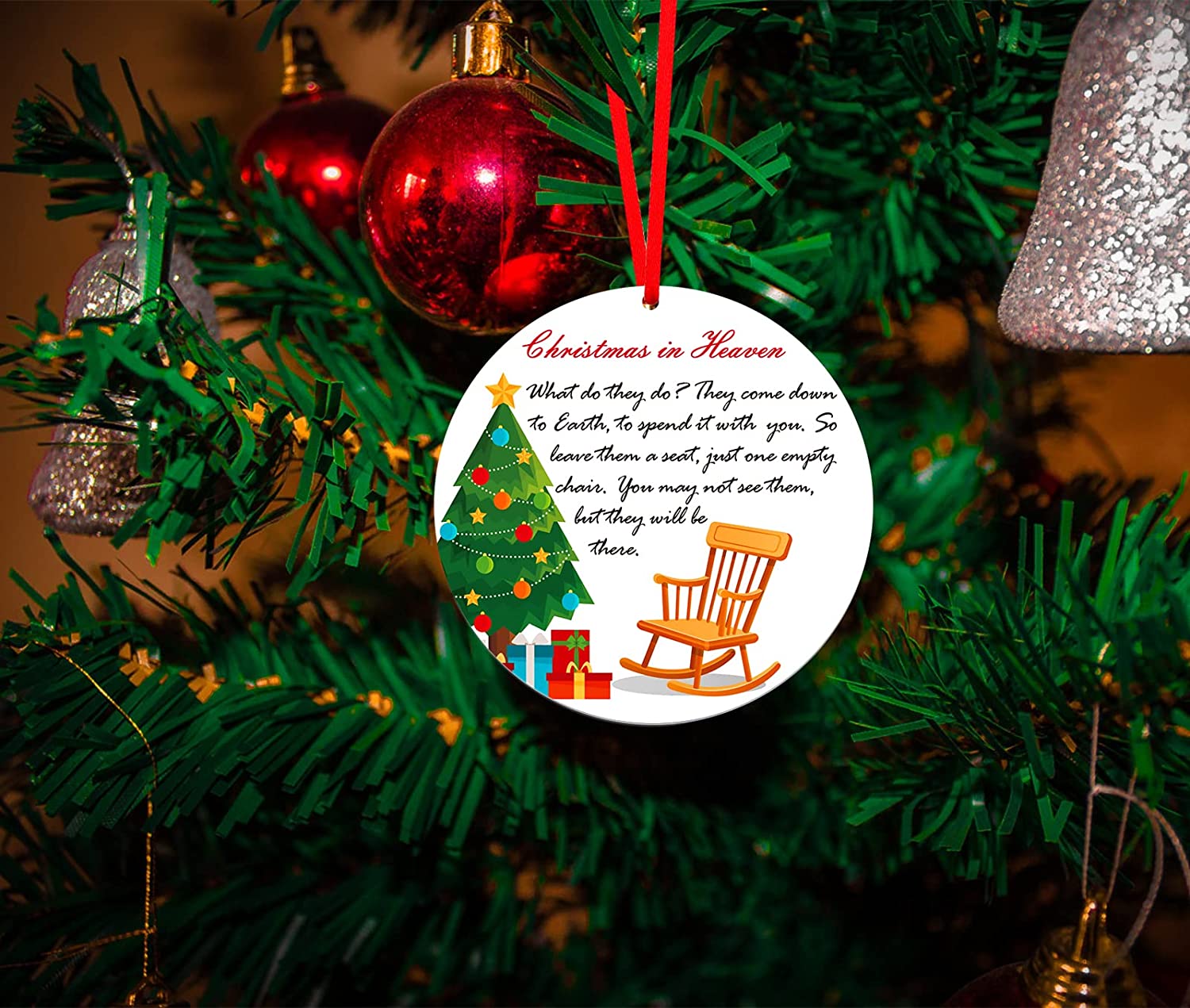 Double-Sided Christmas Ornament Memorial Remembrance Lost Loved Ones 3.5"