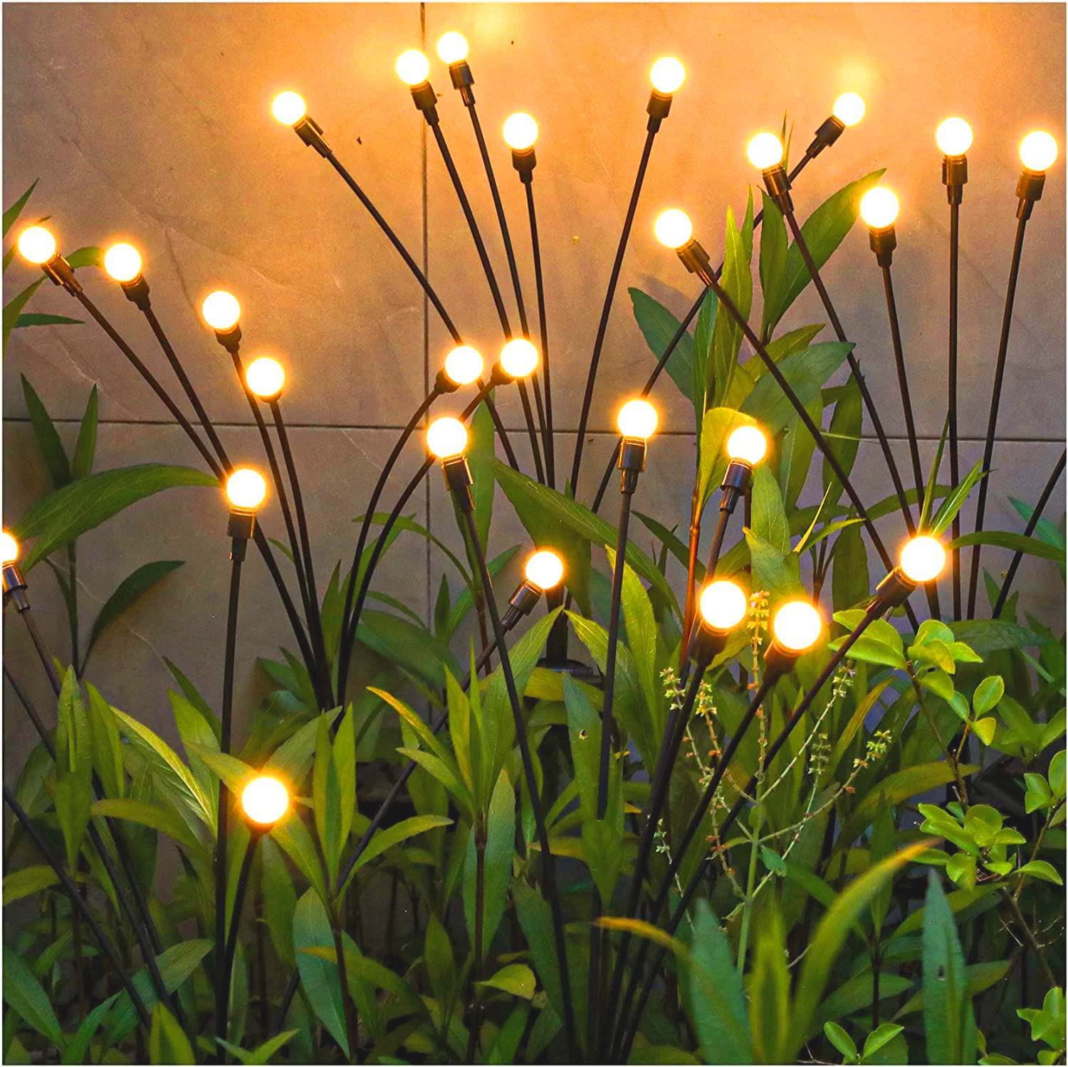 Solar Outdoor Lamp LED Garden Lights, Warm White, 2 Pack