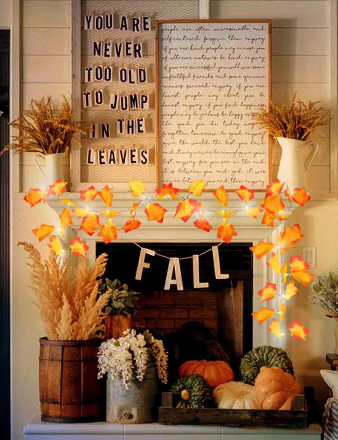 Decorations Lighted Fall Garland, Thanksgiving Decor Halloween String Lights 8.2 Feet 20 LED