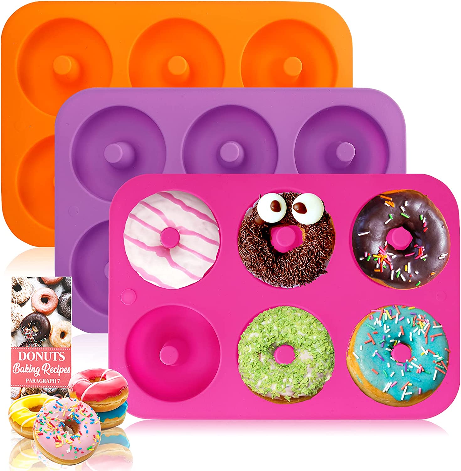 10"x7" Donut Doughnut Silicone Mold Nonstick 3 Pack