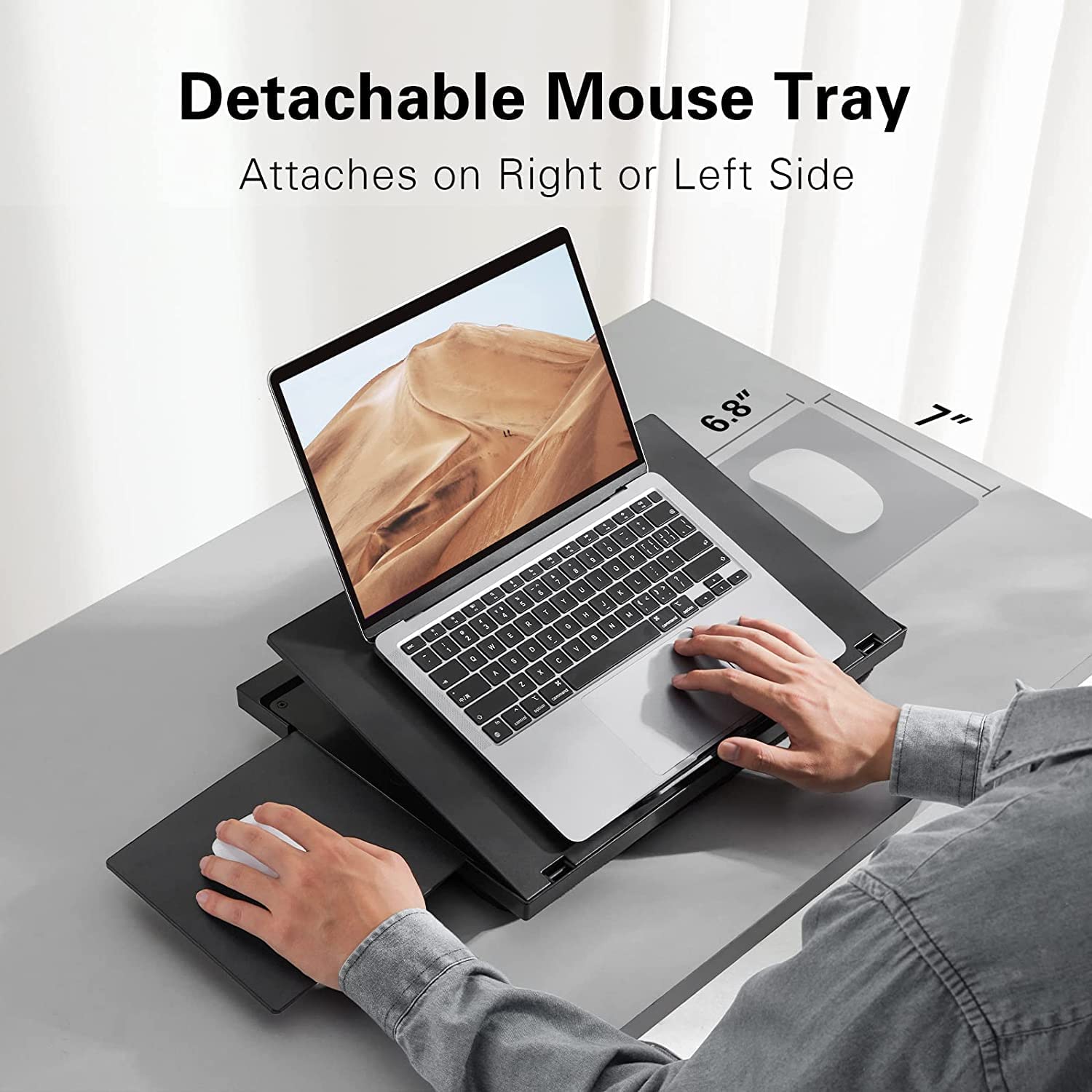 Adjustable Laptop Bed Desk Stand with 6 Adjustable Angles Detachable Mouse Pad and Dual Cushions Laptop Stand