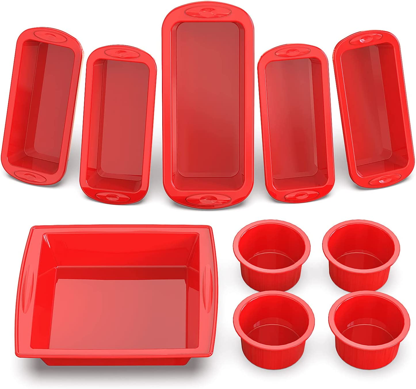 Baking Set Silicone Pans Nonstick Pan, 10 Piece, Red