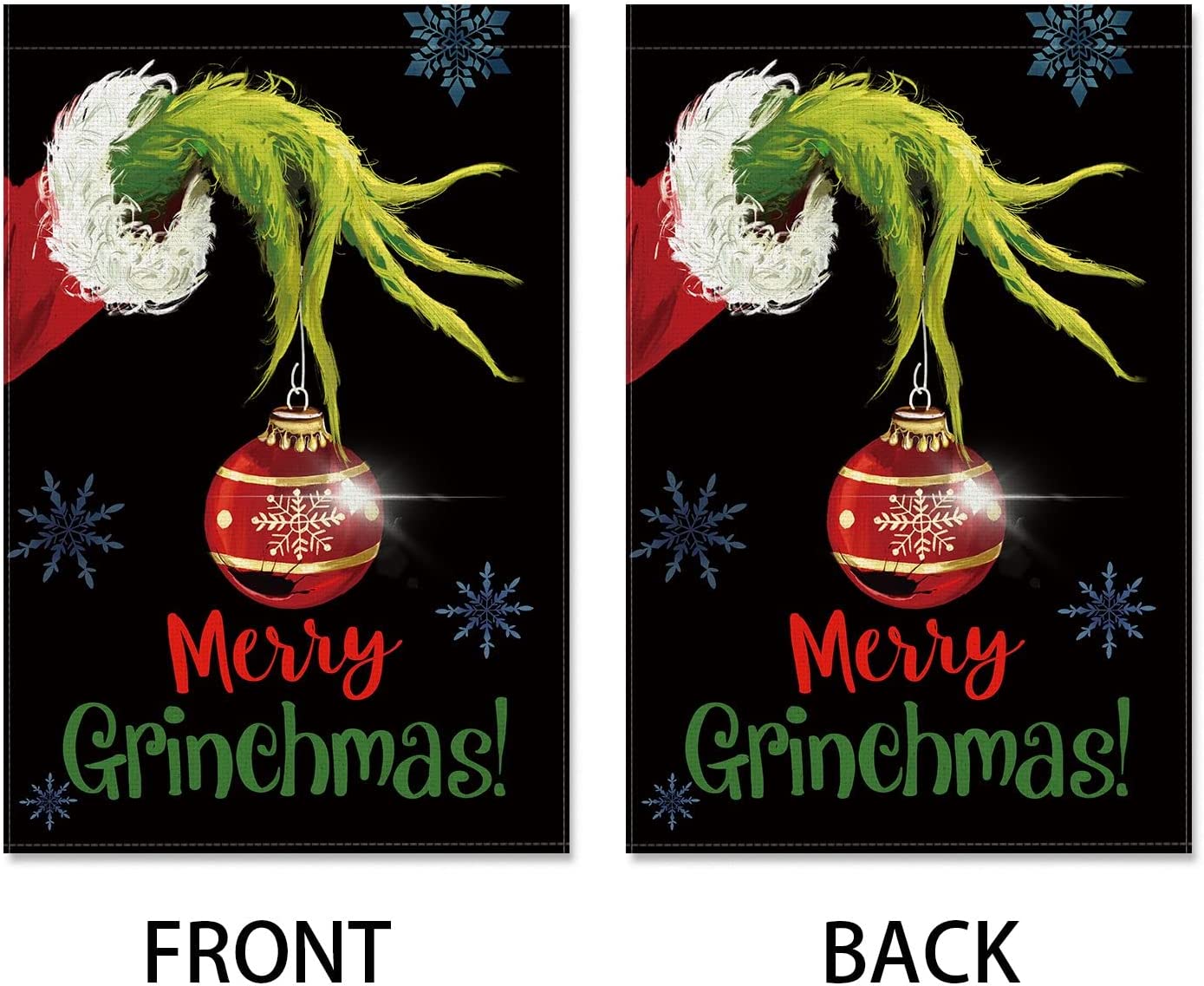 Flag Christmas Merry Garden Double Sided Black Grinch 12" x18"