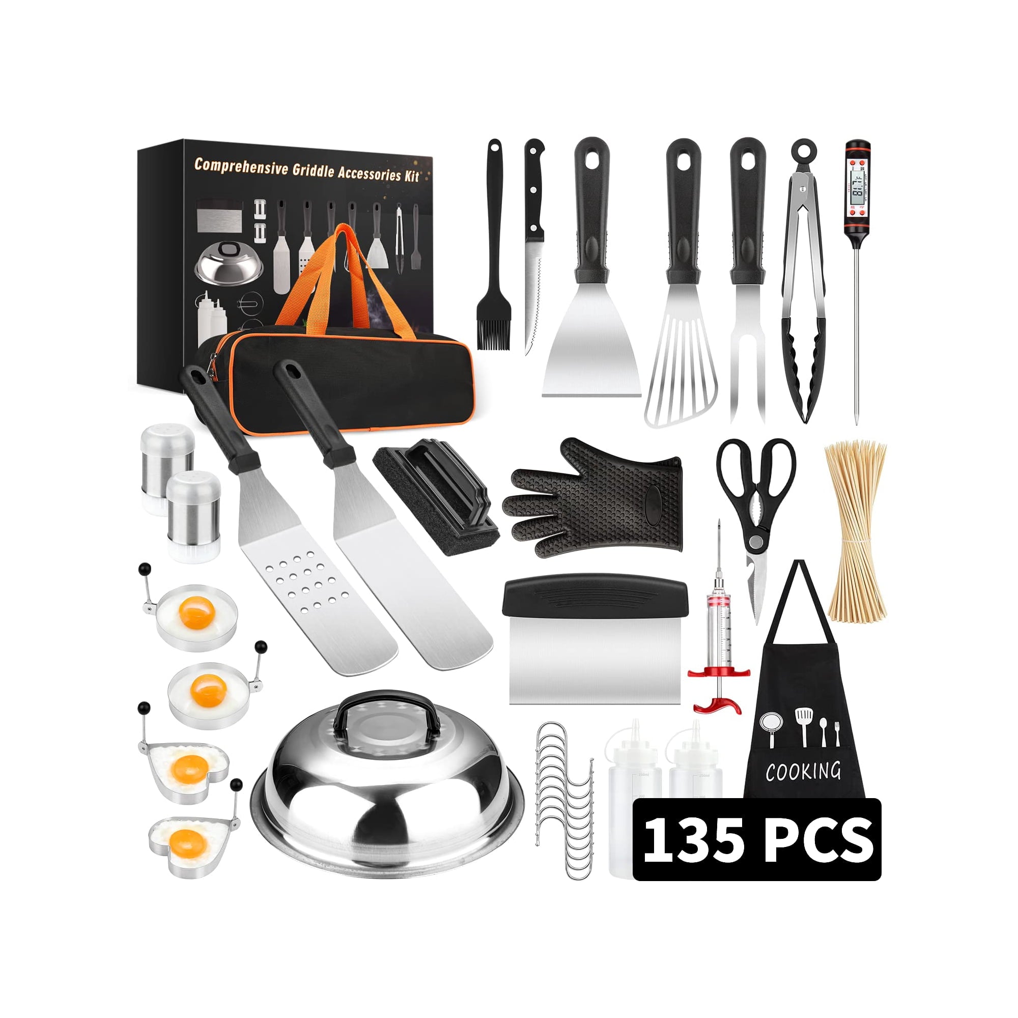 Griddle Accessories Kit Grill Set, 135 Pieces with Basting Cover for Blackstone Camp Chef