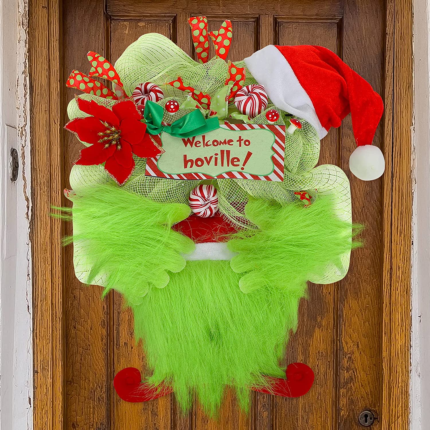 Christmas Wreath Door Front Artificial Garland with Berries Pine Cones