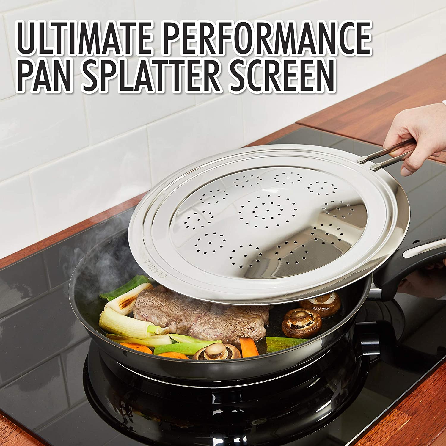 Splatter Oil Grease Stainless Shield Cooking Steel Screen Cover Skillet Pan