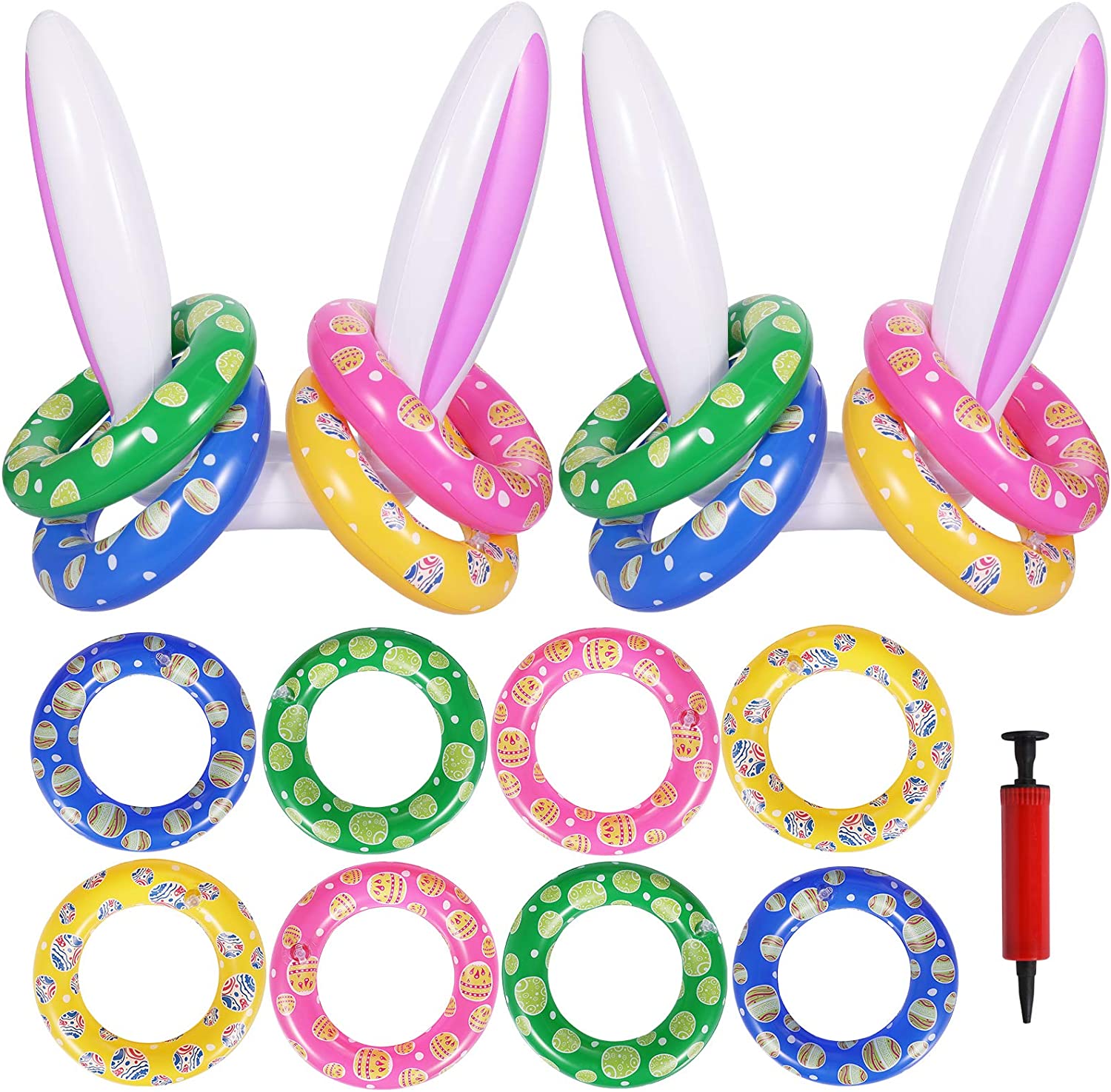 Easter Inflatable Bunny Ring Toss Games (2 Sets & 12 Rings)