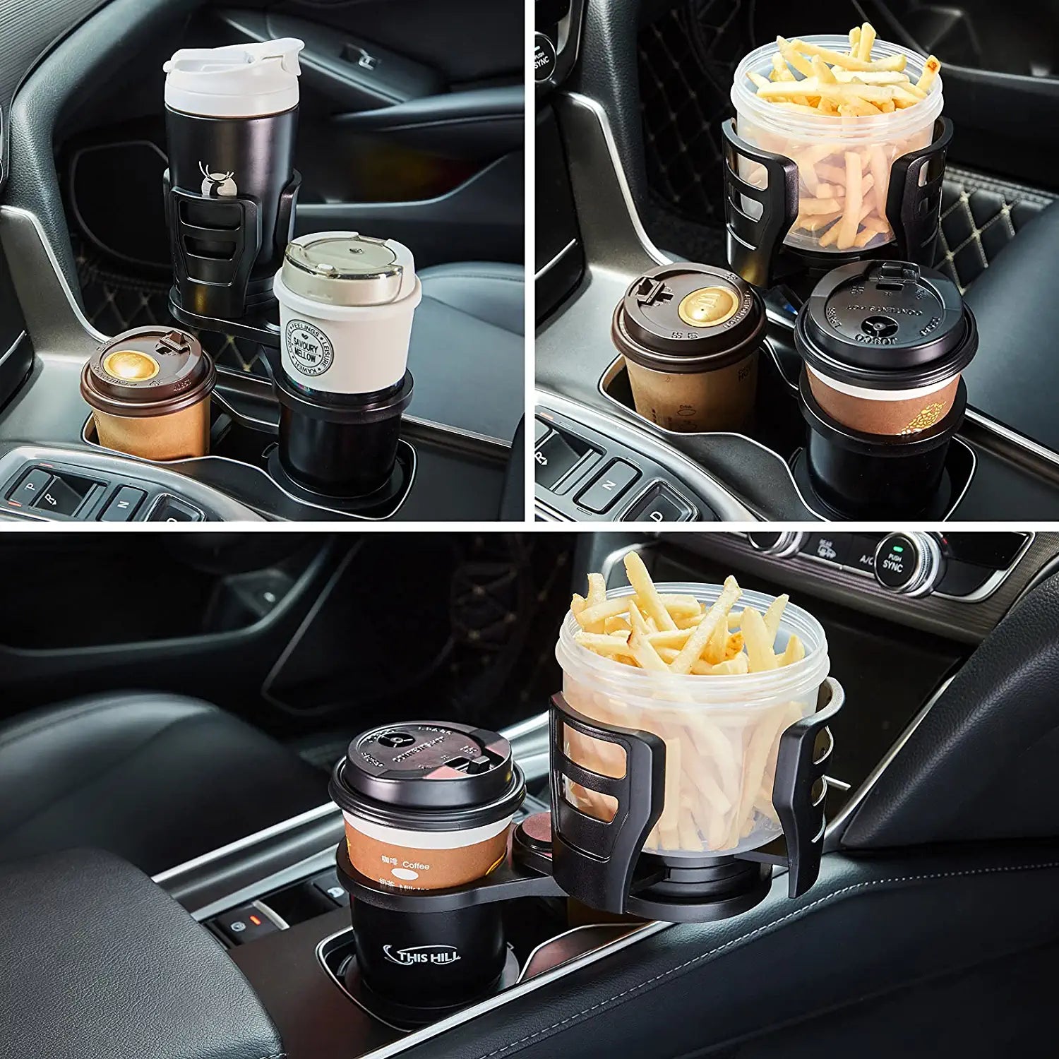 2 in 1 Multifunctional Car Cup Holder Expander Adapter with Adjustable Base