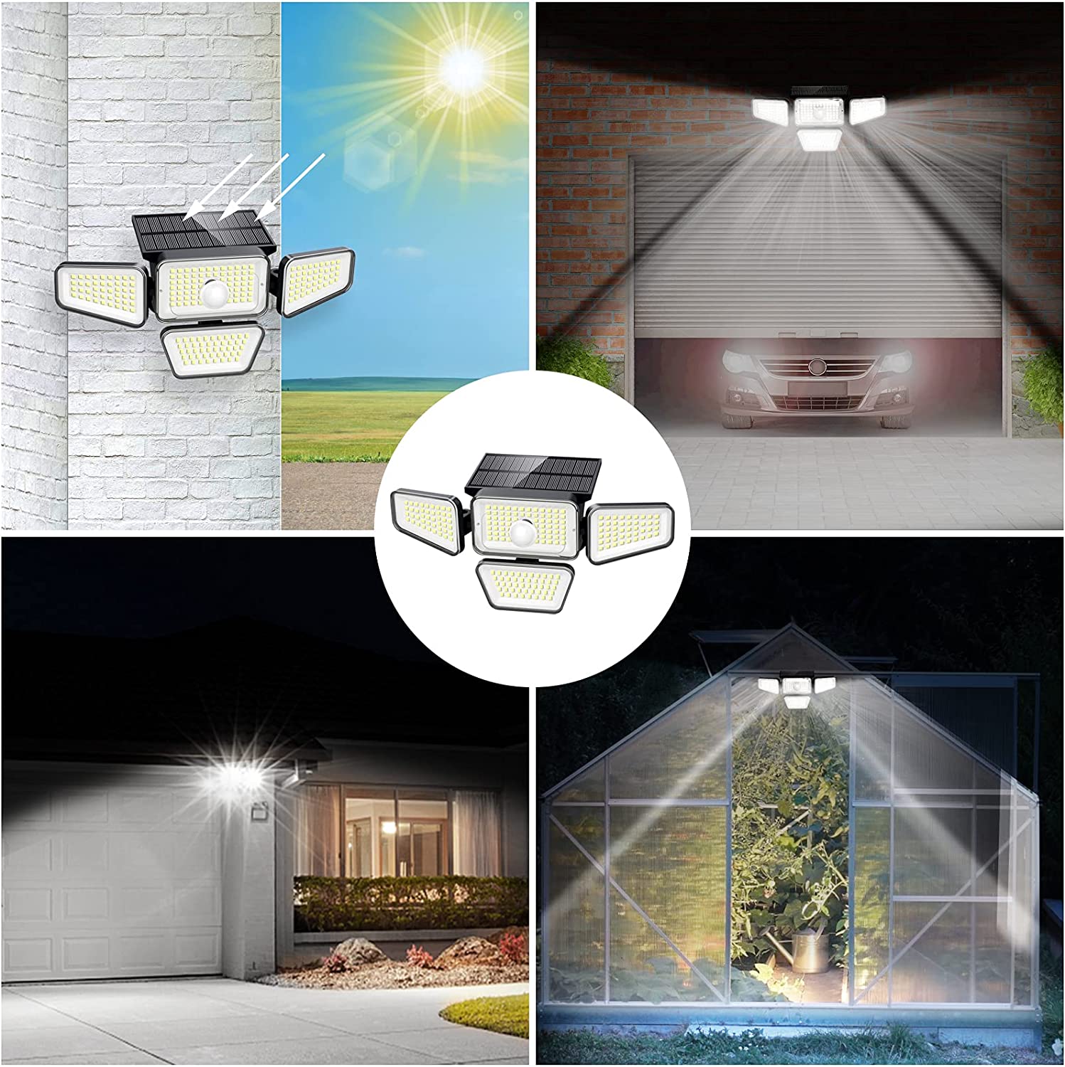 2 Pack Motion Sensor Solar Outdoor LED Lights 270 LED 3000LM Waterproof Wide Angle 6500K Solar Powered