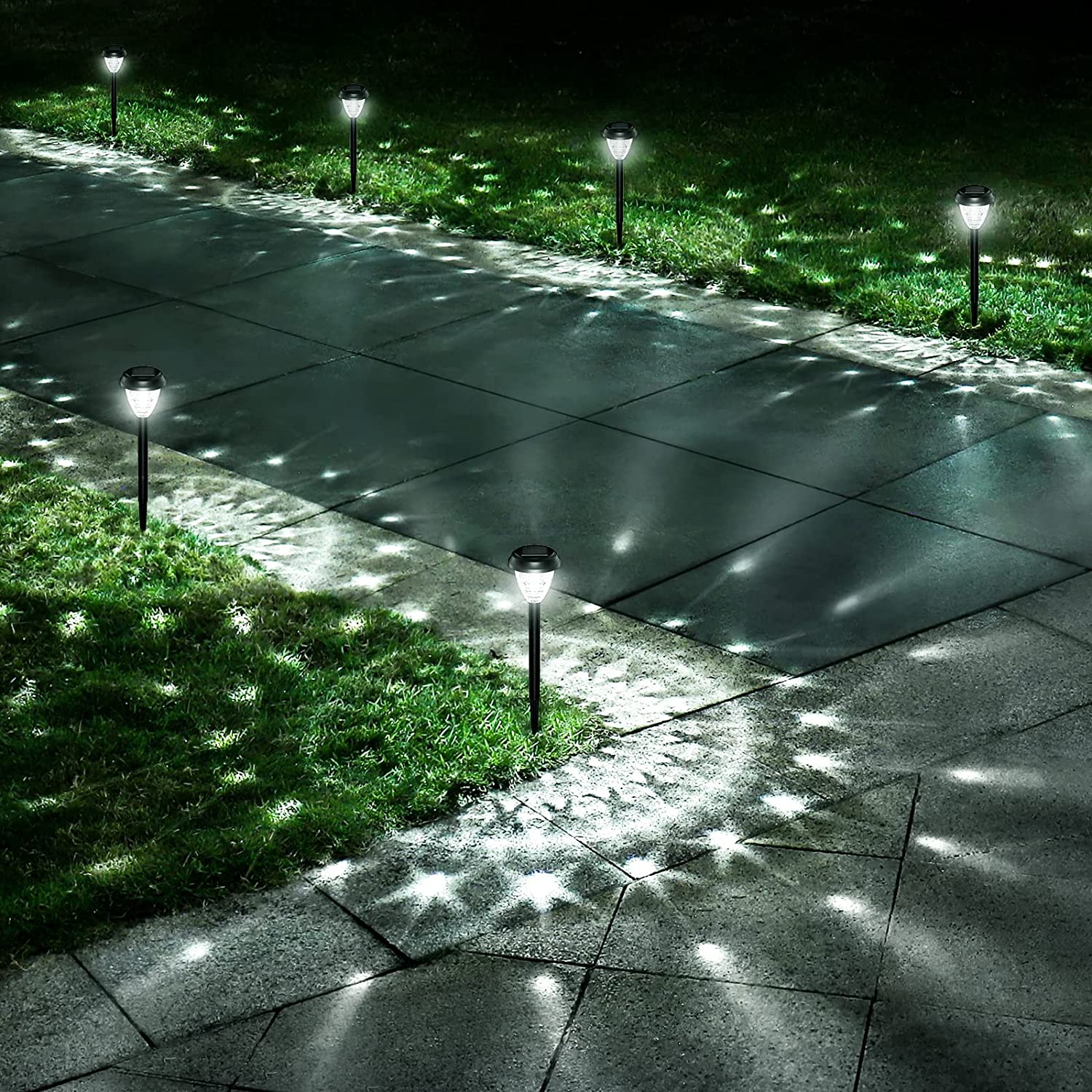 Outdoor Pathway Garden Lights, 10 Pack Super Bright Solar Lights Outdoor Waterproof, Cool White