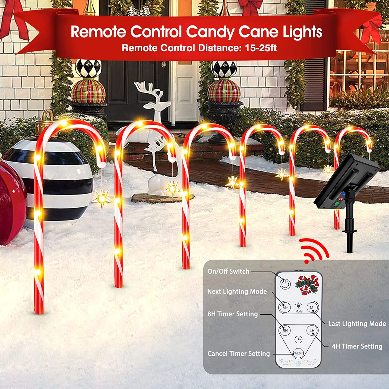 Christmas Solar Candy Cane Lights Outdoor Pathway Light Decor Decorations 12 Pack