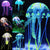 6 Pieces Fish Glowing Ornament Aquarium Jellyfish Tank Decoration Artificial Effect