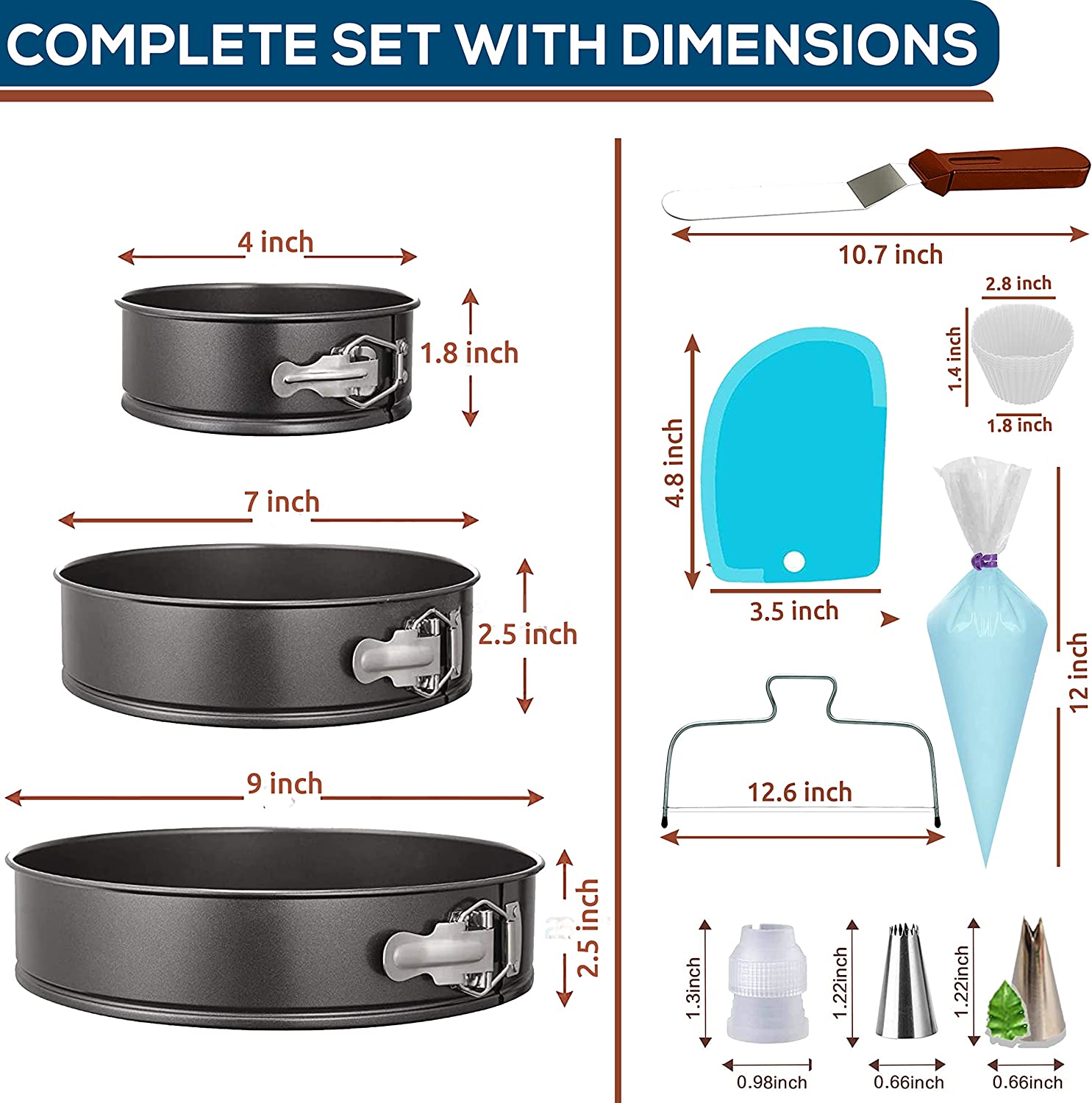 Baking Pan Cake Set + Decorating Supplies Springform Pans Set