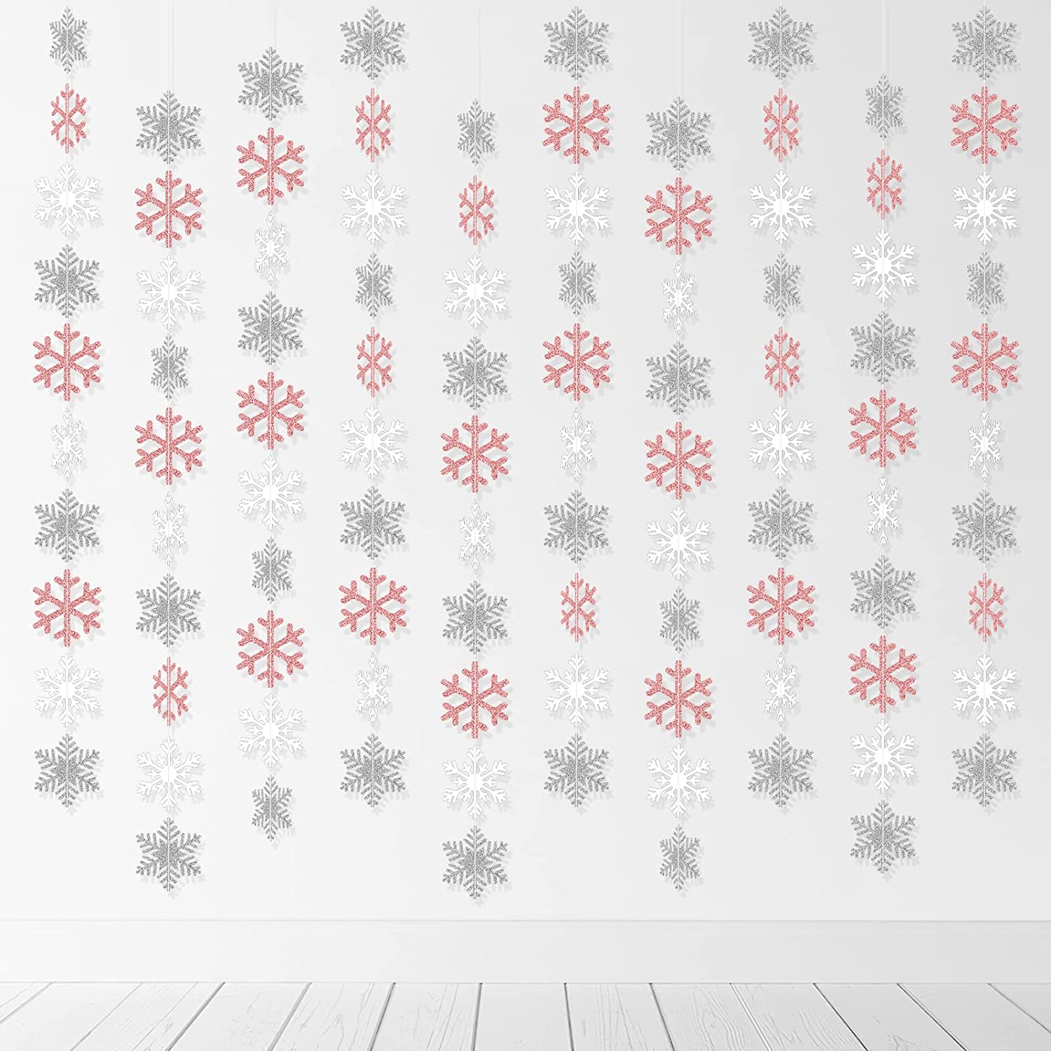 Glitter Winter Snowflake Hanging Decorations Christmas Hanging Garland Winter Party Decorations