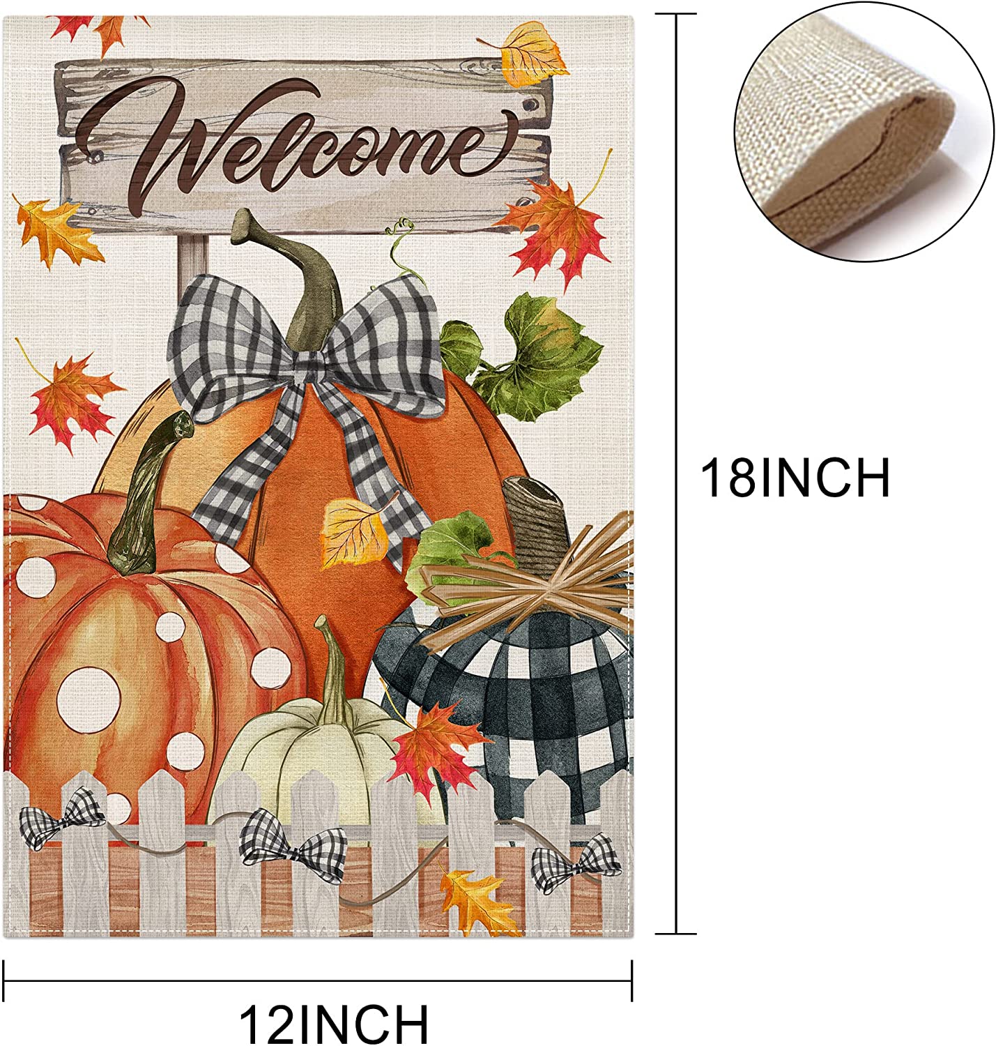 Double Sided Flag Fall Garden Autumn Welcome Pumpkins Small 12" x 18"