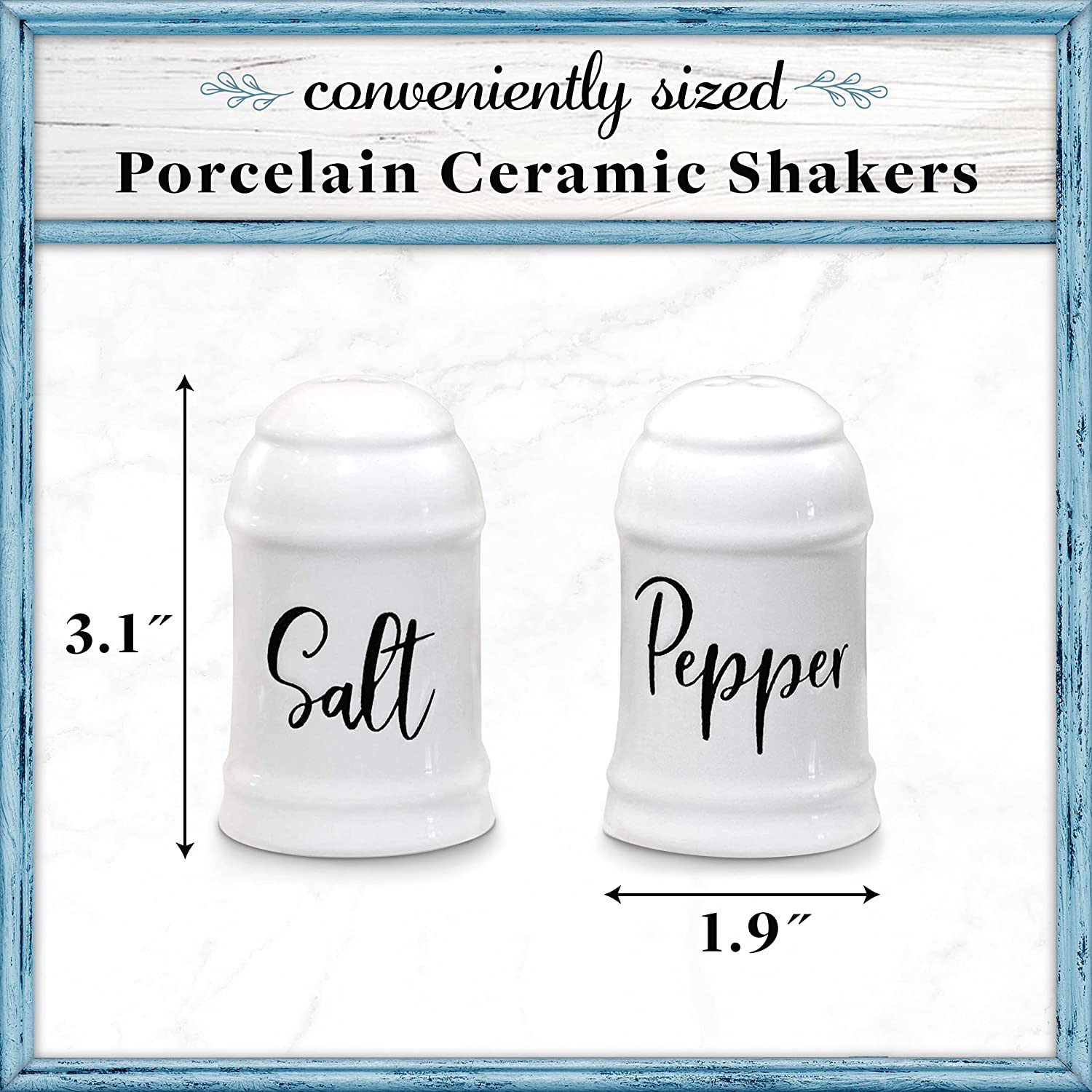 White Salt and Pepper Shaker, Ceramic Salt Shaker for Kitchen, Home Decor, 2 Pieces