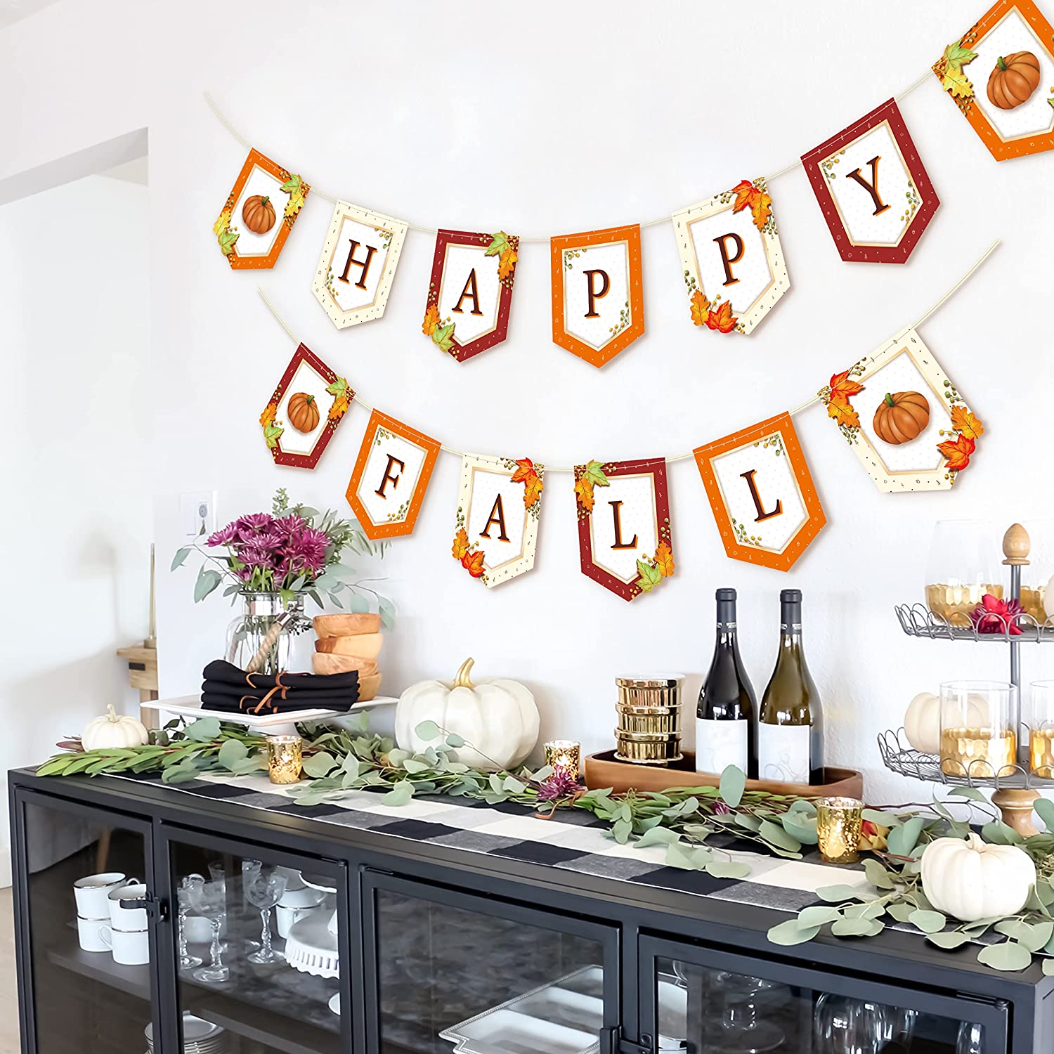 Fall Harvest Autumn Party Decoration Happy Fall Banner Set Celebration Decor Thanksgiving Hanging Garland