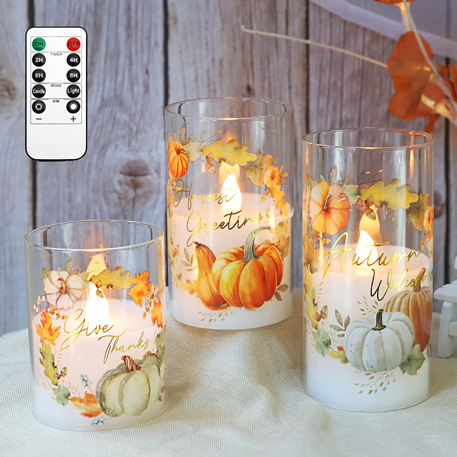 Flameless Candles Set of 3 LED Warm Lights Home Decor Battery Operated with Timer