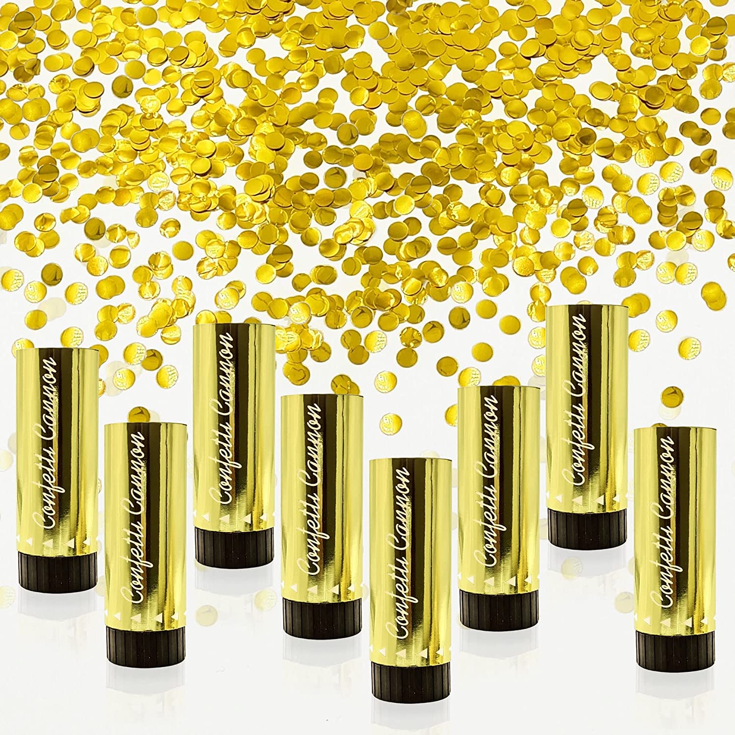 Confetti Poppers Cannons (Gold, 8 Pack)