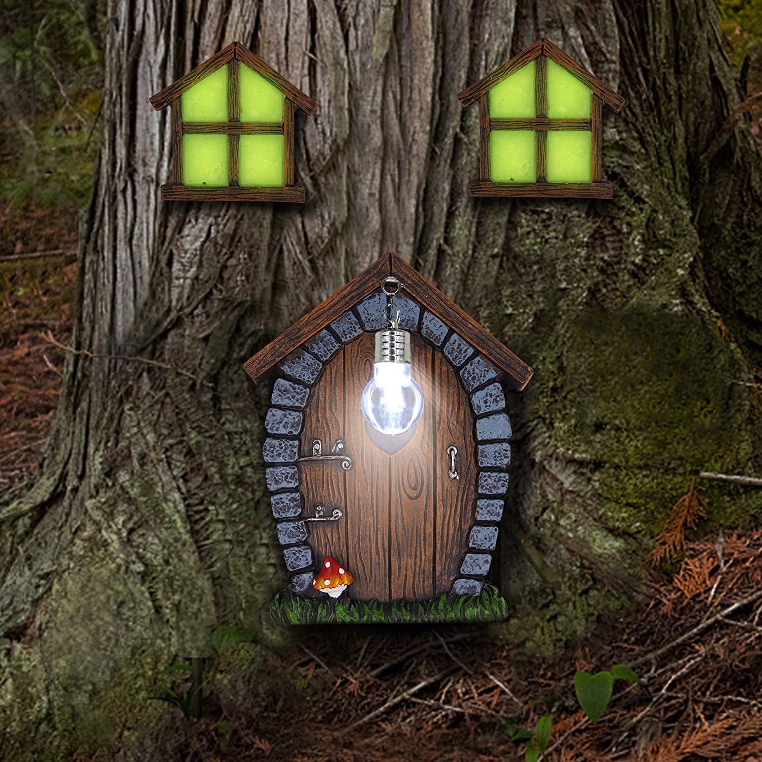 Window and Door Fairy Gnome Home Miniature for Trees Decoration