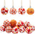 Fall Thanksgiving 16 Pieces Hanging Ornaments Maple Leaf Check Fabric Wrapped Ball