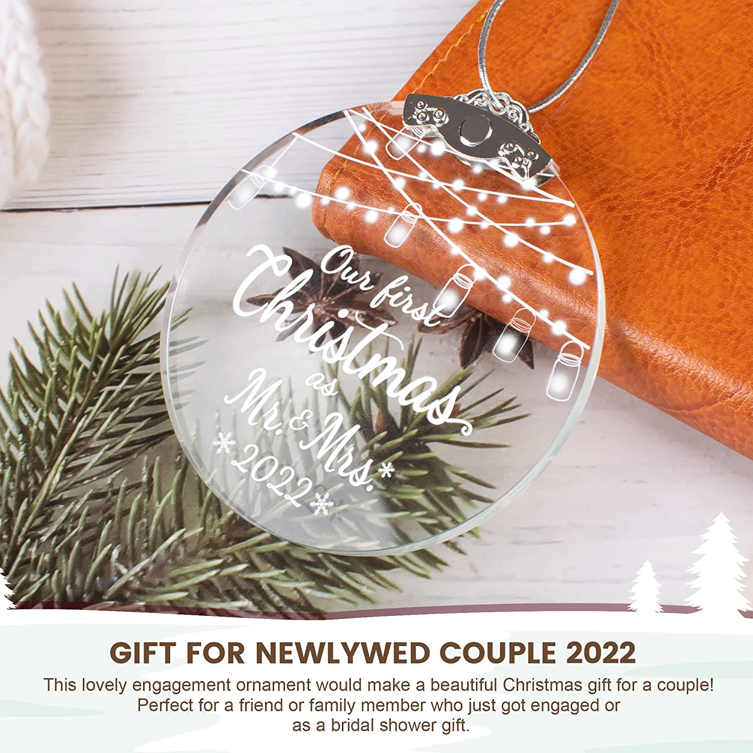 2022 Newlywed Christmas Decoration First Christmas Married Ornaments as Mr. and Mrs.