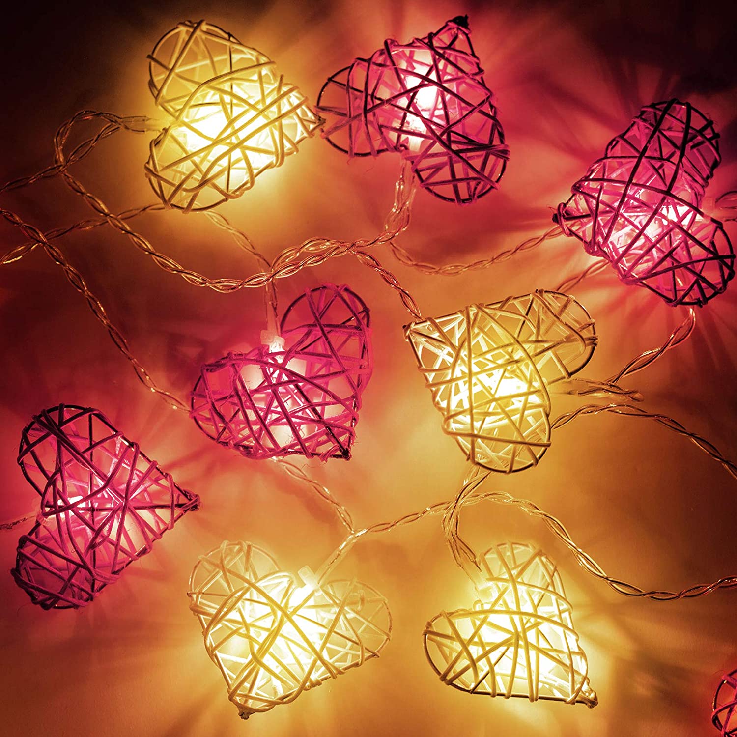 Heart String Lights 6.5 ft 12 LEDs Fairy Battery Operated Twinkle Light